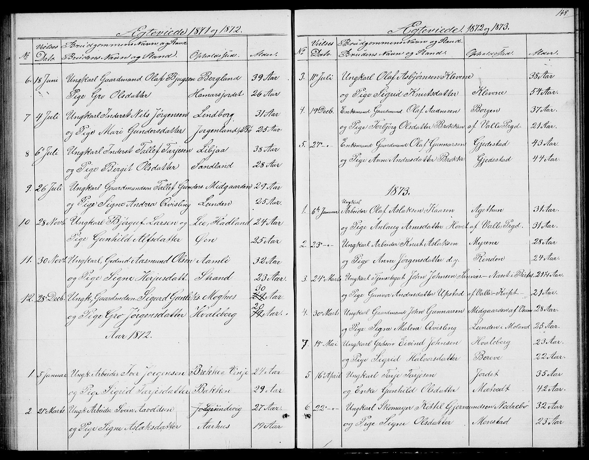 Fyresdal kirkebøker, SAKO/A-263/G/Ga/L0004: Parish register (copy) no. I 4, 1864-1892, p. 145
