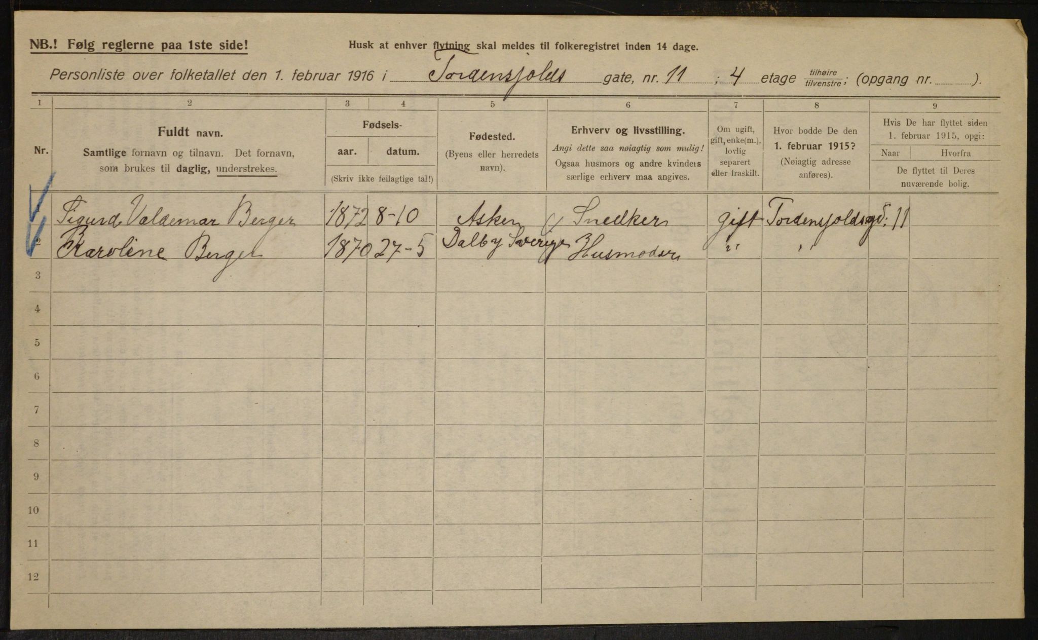 OBA, Municipal Census 1916 for Kristiania, 1916, p. 117036