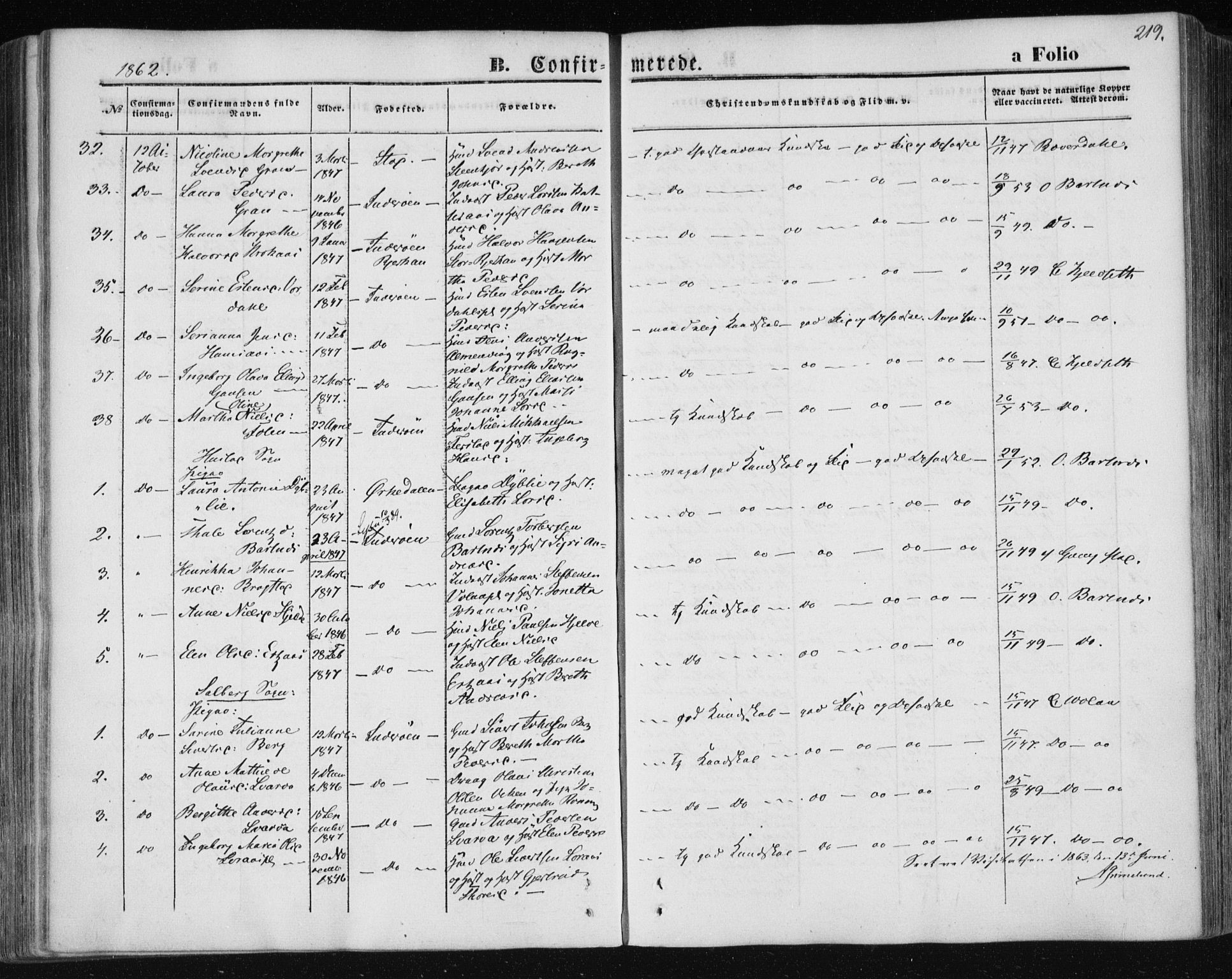 Ministerialprotokoller, klokkerbøker og fødselsregistre - Nord-Trøndelag, AV/SAT-A-1458/730/L0283: Parish register (official) no. 730A08, 1855-1865, p. 219