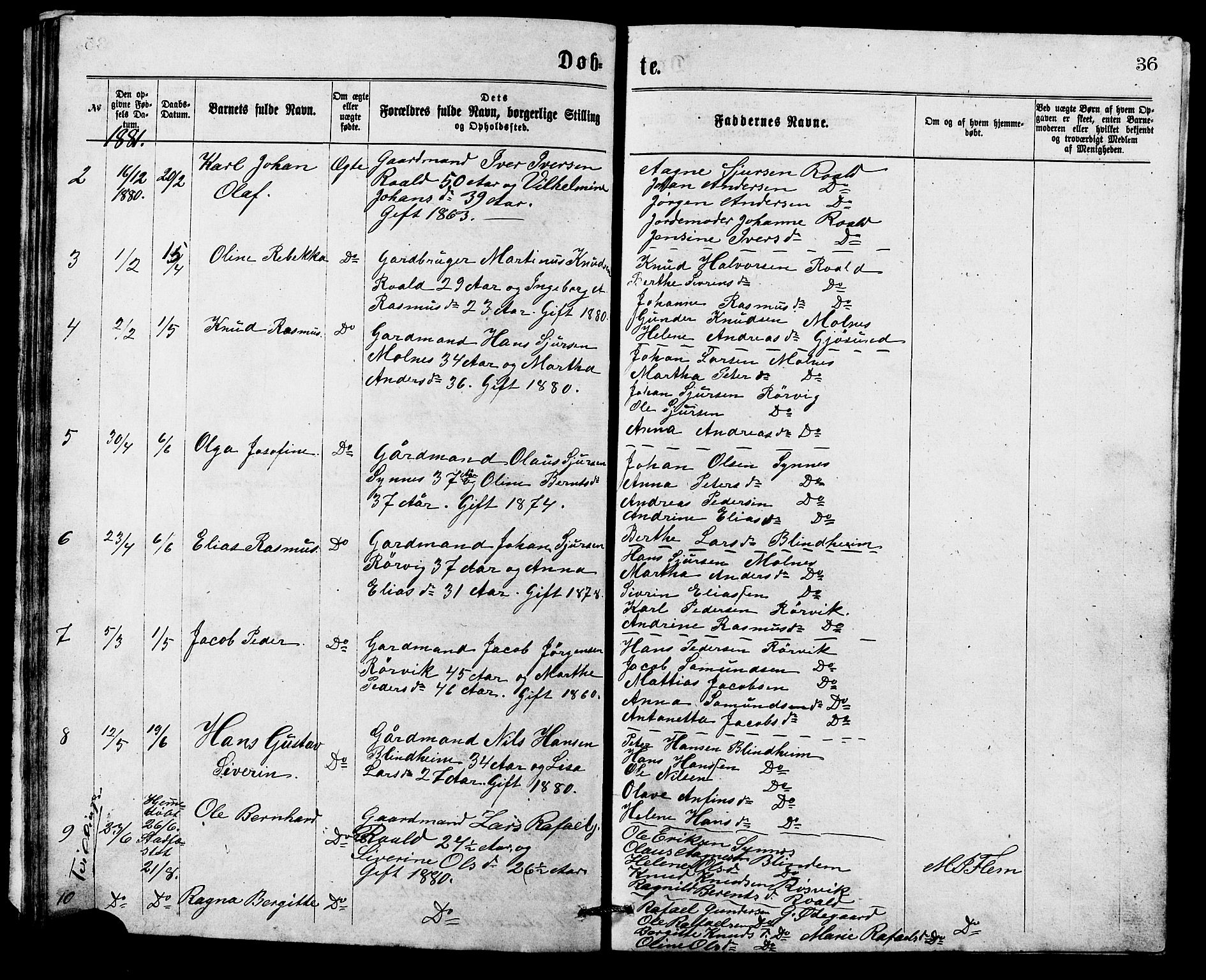 Ministerialprotokoller, klokkerbøker og fødselsregistre - Møre og Romsdal, AV/SAT-A-1454/537/L0521: Parish register (copy) no. 537C02, 1869-1888, p. 36