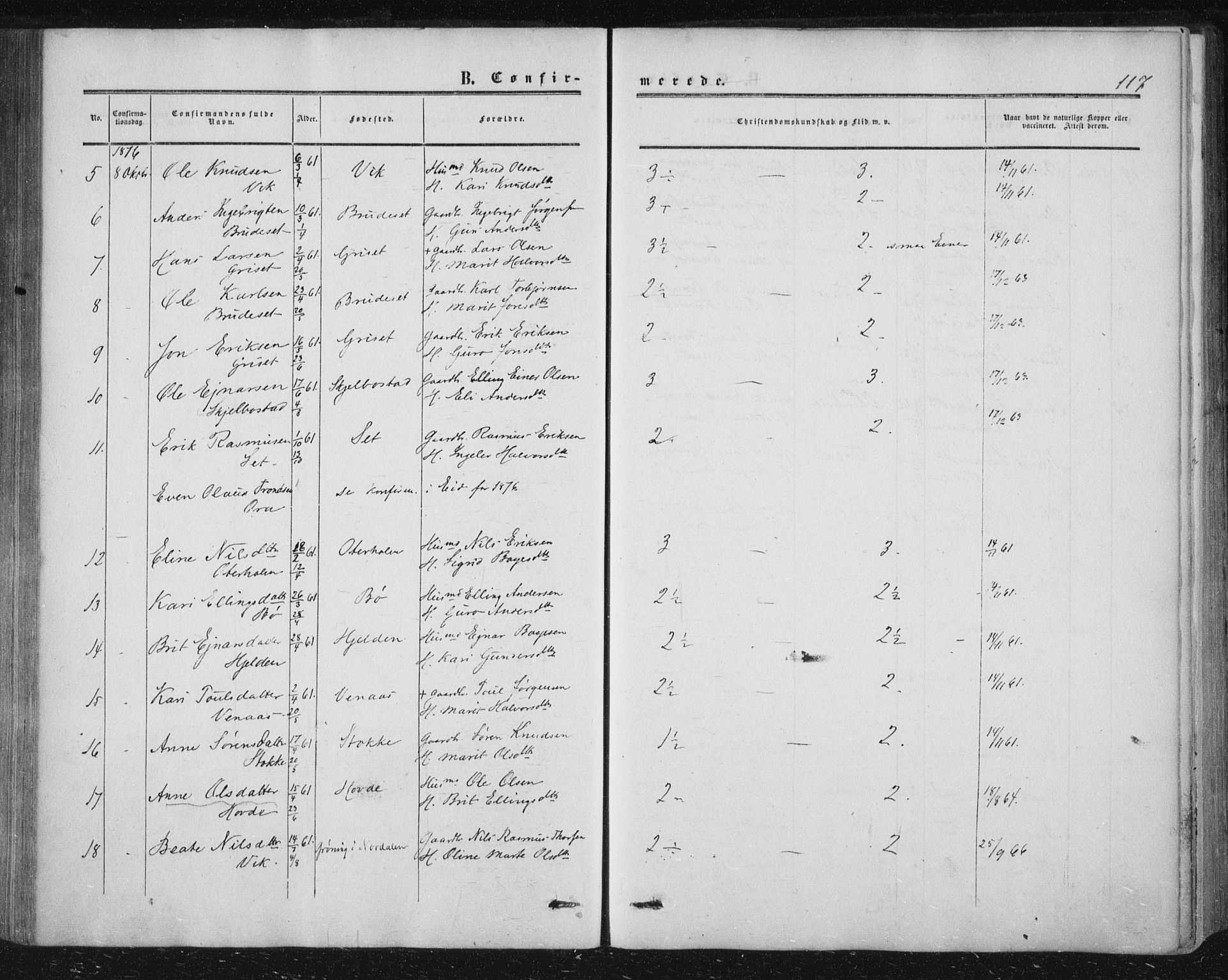 Ministerialprotokoller, klokkerbøker og fødselsregistre - Møre og Romsdal, AV/SAT-A-1454/543/L0562: Parish register (official) no. 543A02, 1854-1884, p. 117