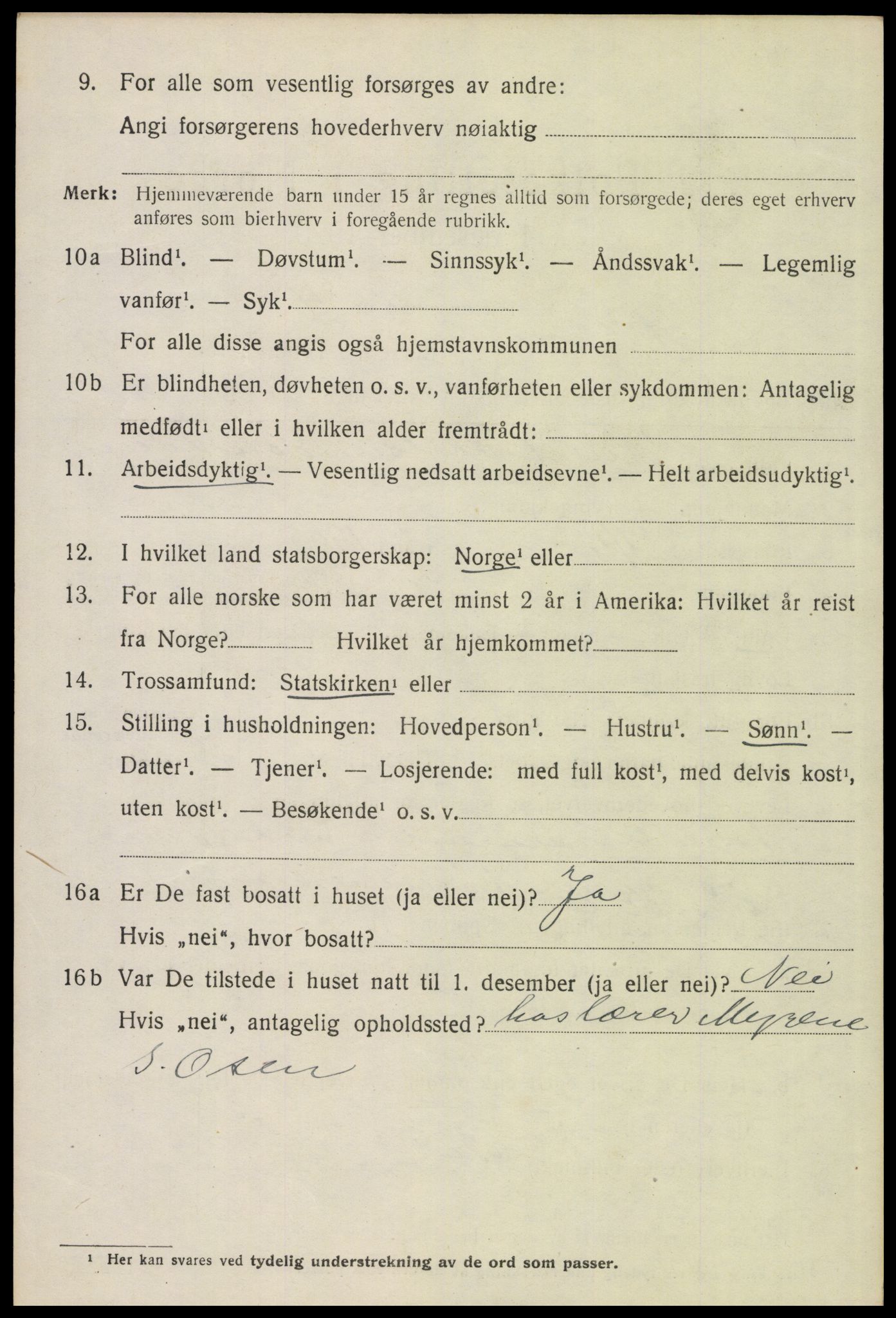 SAH, 1920 census for Trysil, 1920, p. 10614