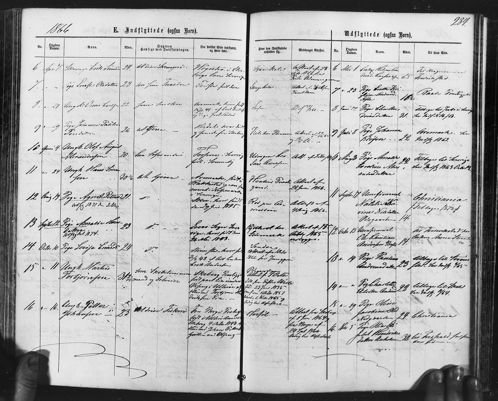 Hvaler prestekontor Kirkebøker, SAO/A-2001/F/Fa/L0007: Parish register (official) no. I 7, 1864-1878, p. 284