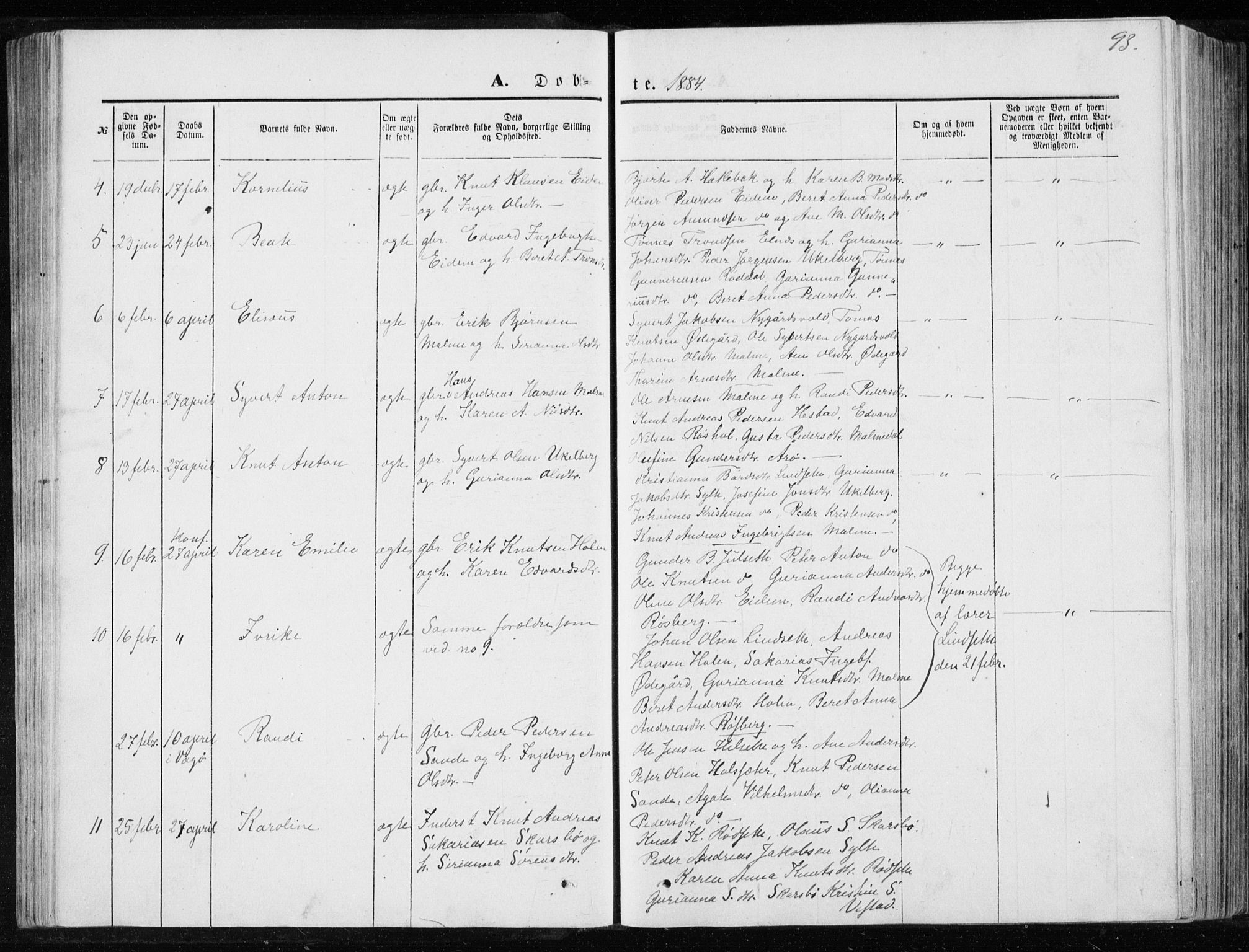 Ministerialprotokoller, klokkerbøker og fødselsregistre - Møre og Romsdal, SAT/A-1454/565/L0754: Parish register (copy) no. 565C03, 1870-1896, p. 93