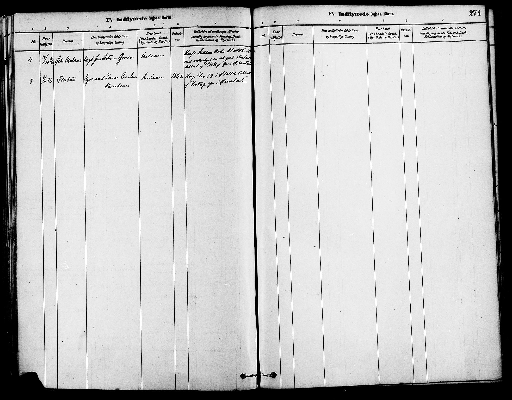 Tromøy sokneprestkontor, AV/SAK-1111-0041/F/Fa/L0009: Parish register (official) no. A 9, 1878-1896, p. 274