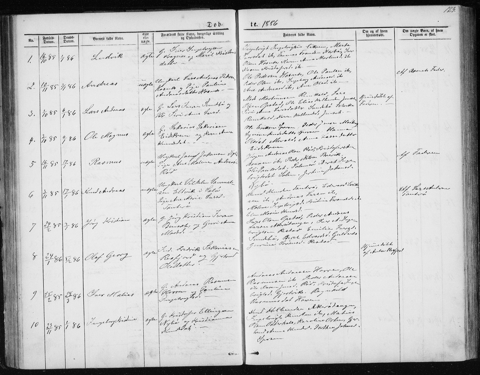 Ministerialprotokoller, klokkerbøker og fødselsregistre - Møre og Romsdal, SAT/A-1454/560/L0724: Parish register (copy) no. 560C01, 1867-1892, p. 123