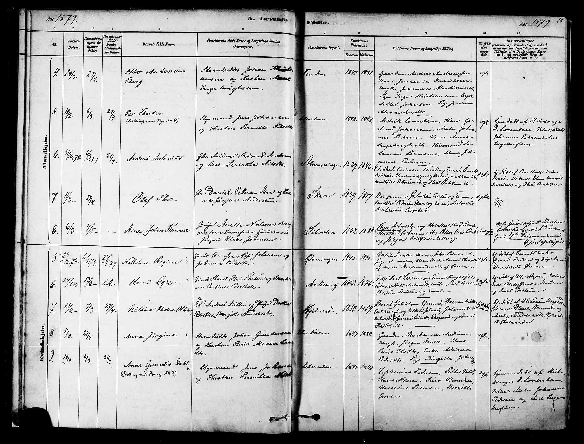 Ministerialprotokoller, klokkerbøker og fødselsregistre - Nordland, AV/SAT-A-1459/834/L0507: Parish register (official) no. 834A05, 1878-1892, p. 18