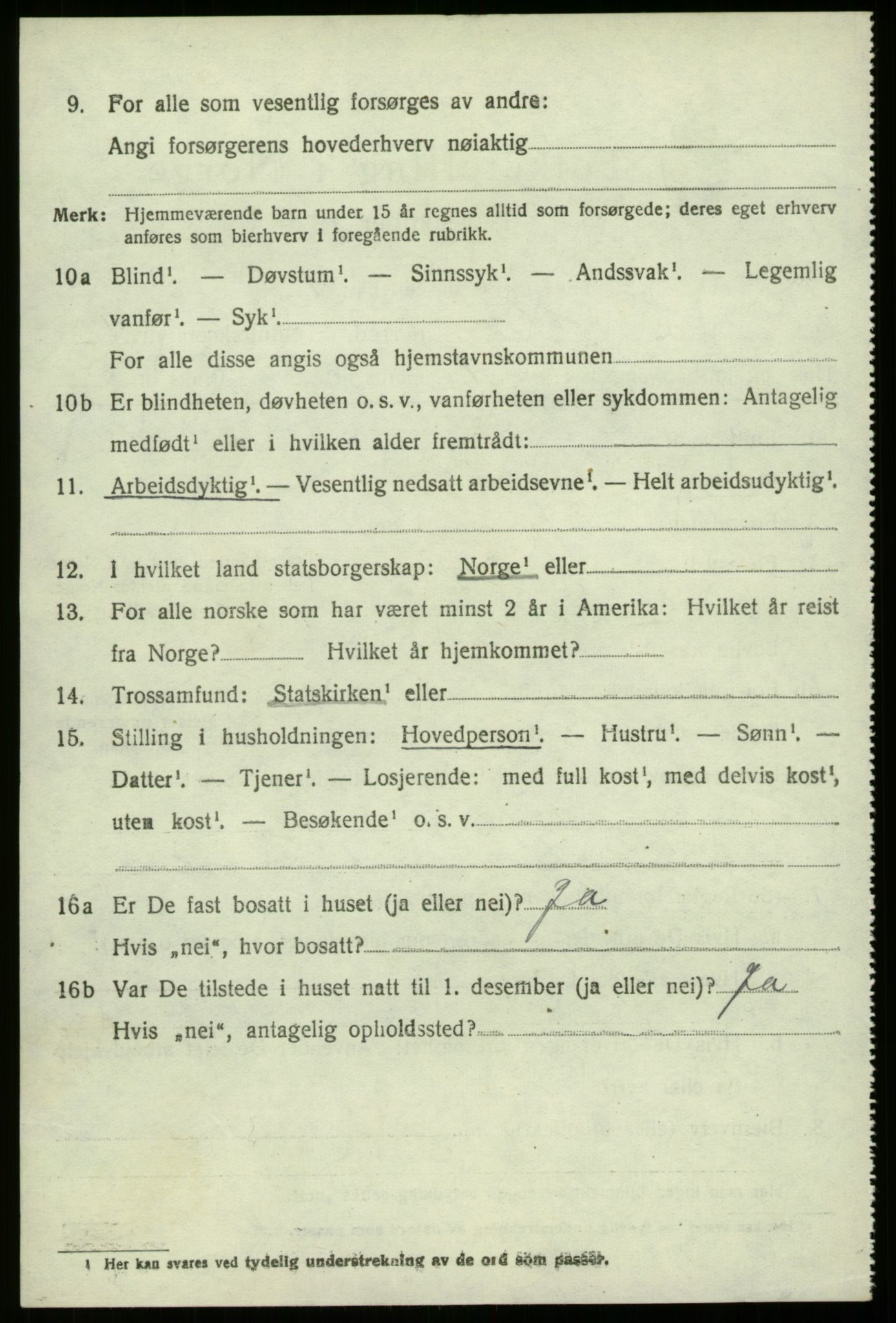 SAB, 1920 census for Selje, 1920, p. 7516