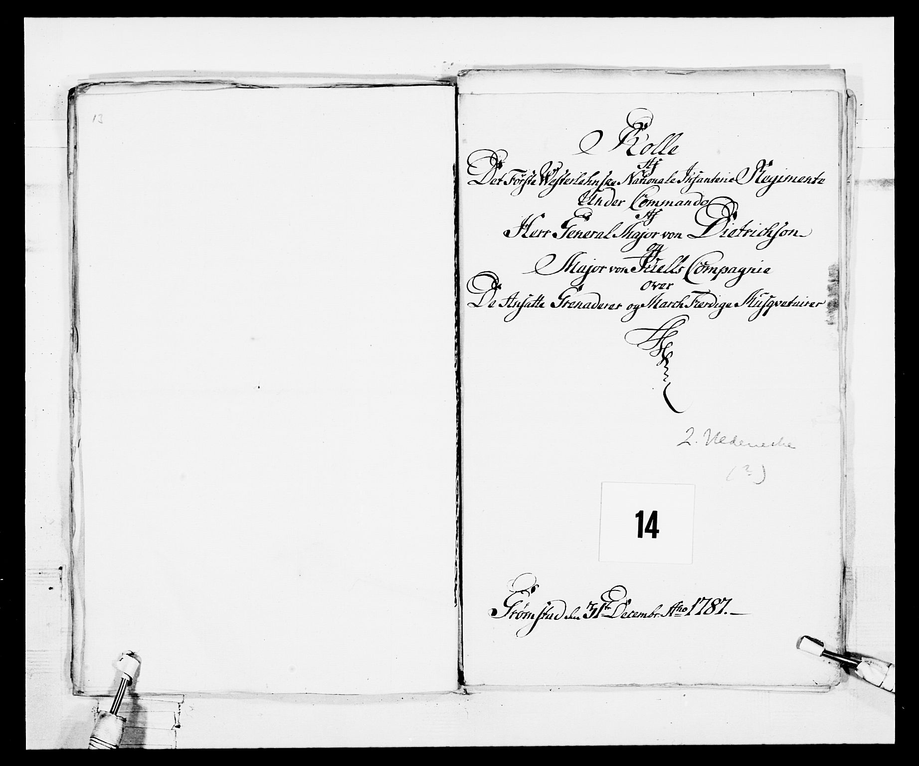 Generalitets- og kommissariatskollegiet, Det kongelige norske kommissariatskollegium, AV/RA-EA-5420/E/Eh/L0103: 1. Vesterlenske nasjonale infanteriregiment, 1782-1789, p. 72