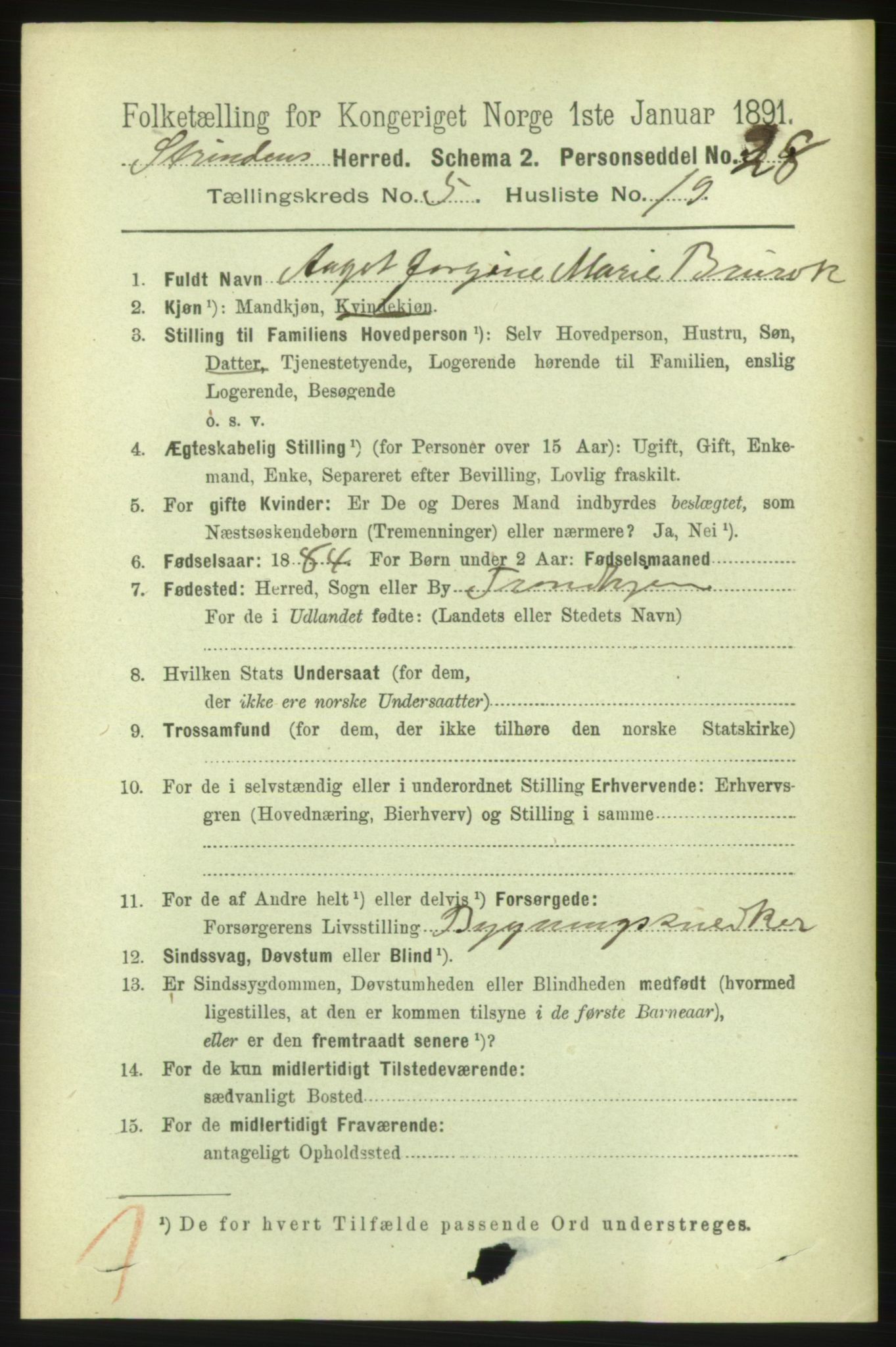 RA, 1891 census for 1660 Strinda, 1891, p. 4574