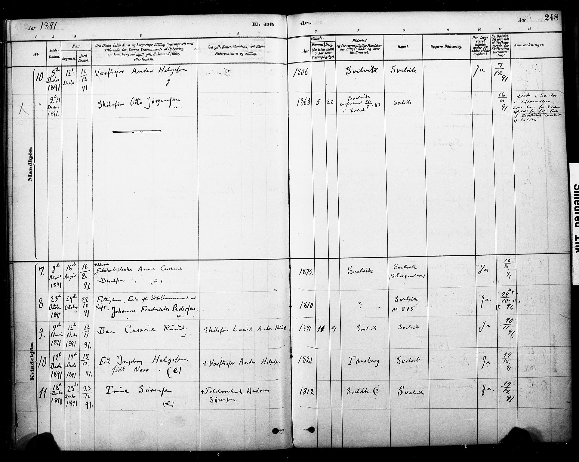 Strømm kirkebøker, AV/SAKO-A-322/F/Fb/L0001: Parish register (official) no. II 1, 1878-1899, p. 248