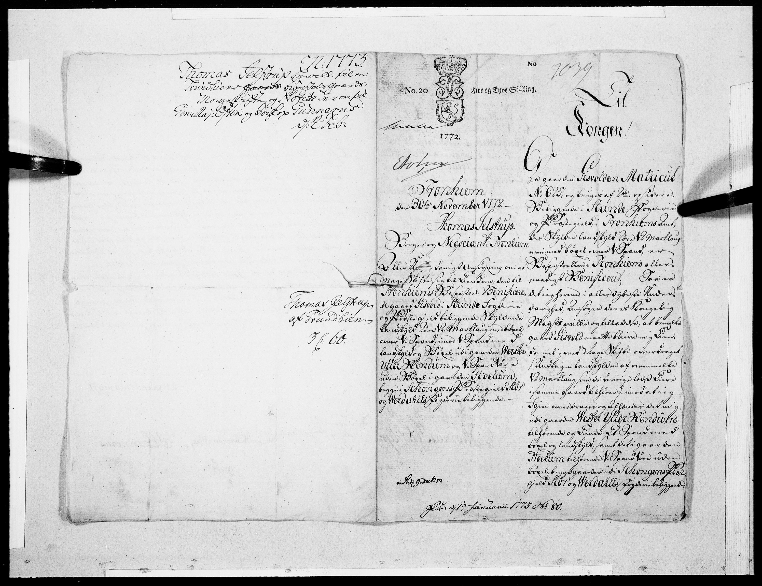 Danske Kanselli 1572-1799, AV/RA-EA-3023/F/Fc/Fcc/Fcca/L0208: Norske innlegg 1572-1799, 1773, p. 119