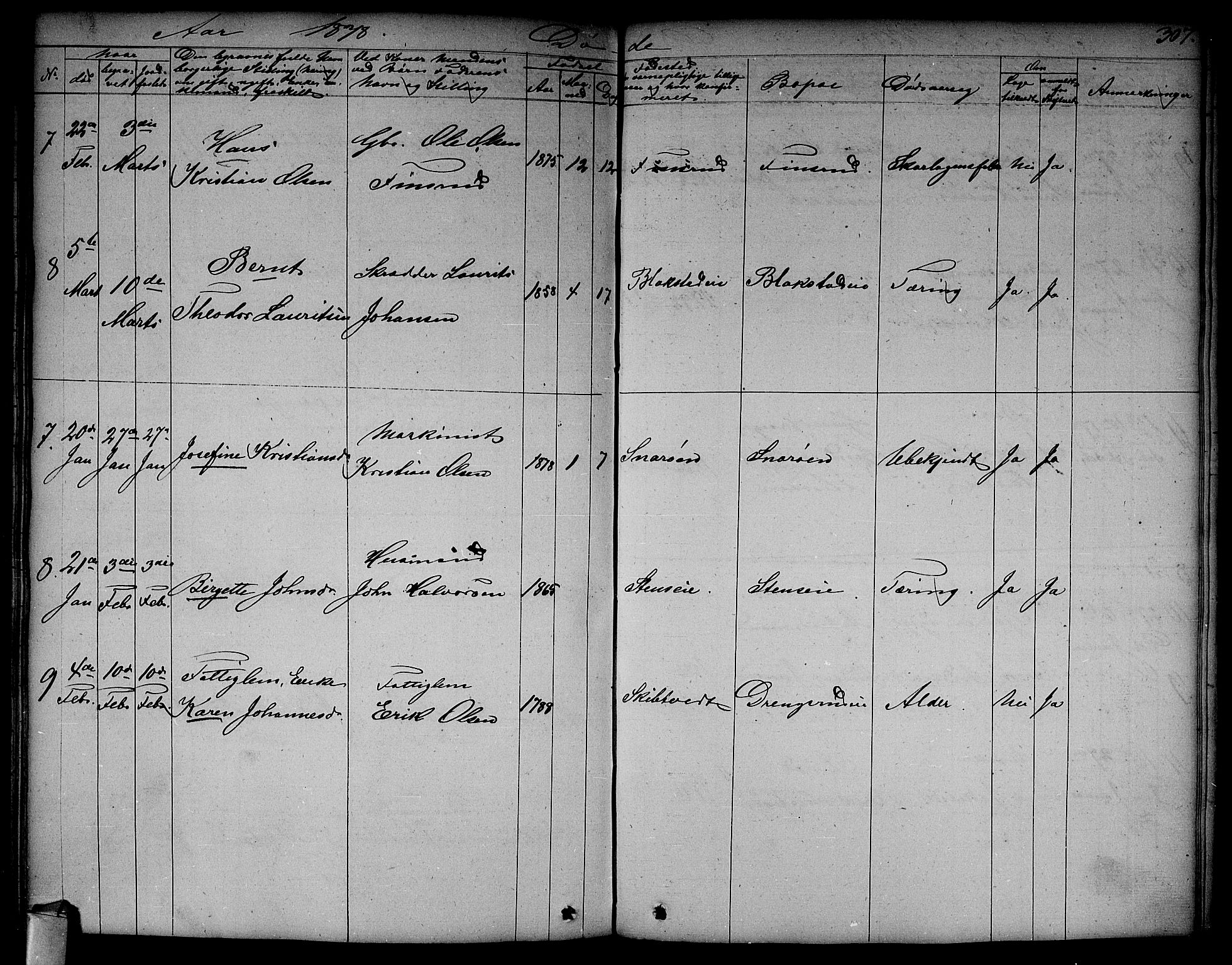 Asker prestekontor Kirkebøker, AV/SAO-A-10256a/F/Fa/L0011: Parish register (official) no. I 11, 1825-1878, p. 307