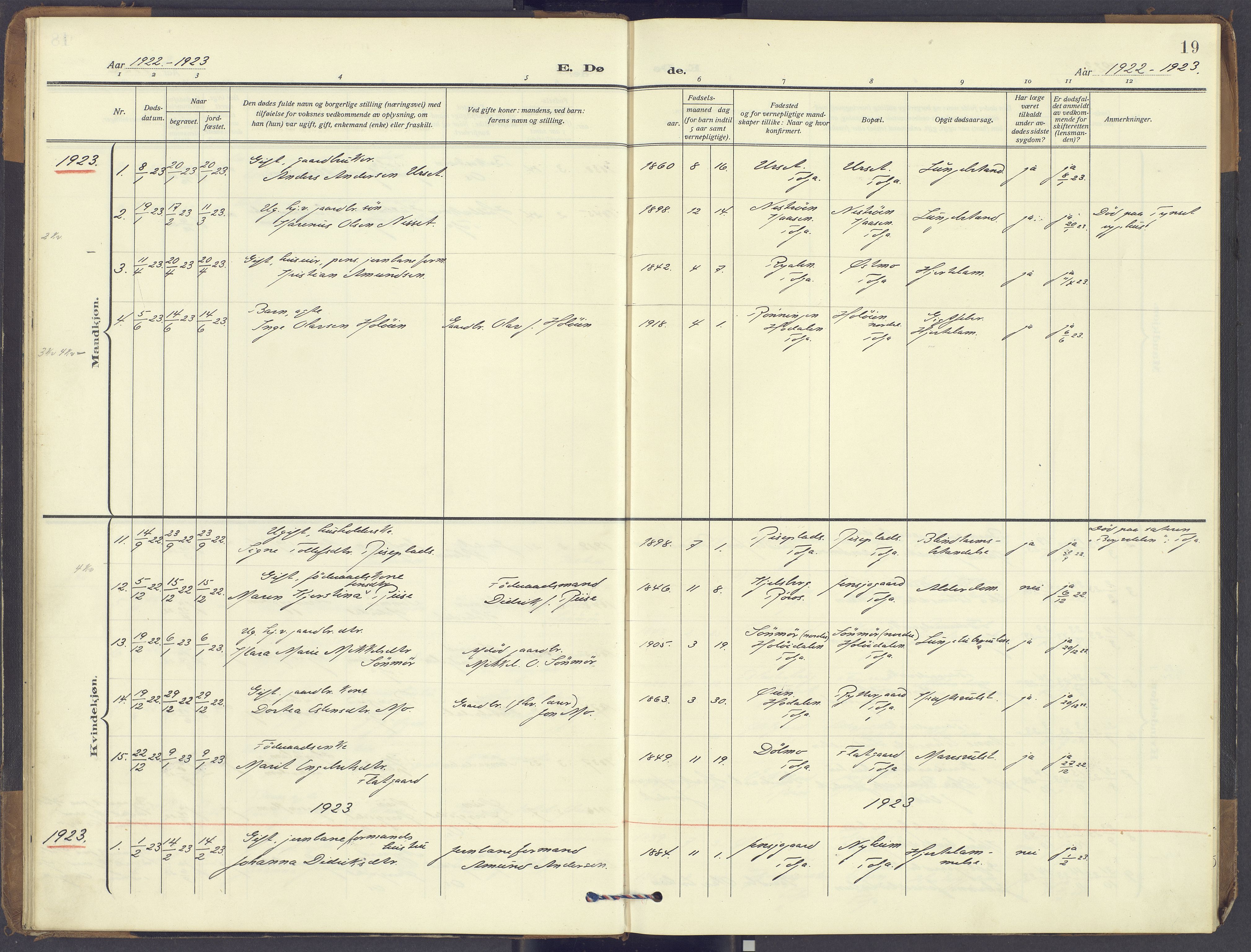 Tolga prestekontor, SAH/PREST-062/K/L0018: Parish register (official) no. 18, 1911-1989, p. 19