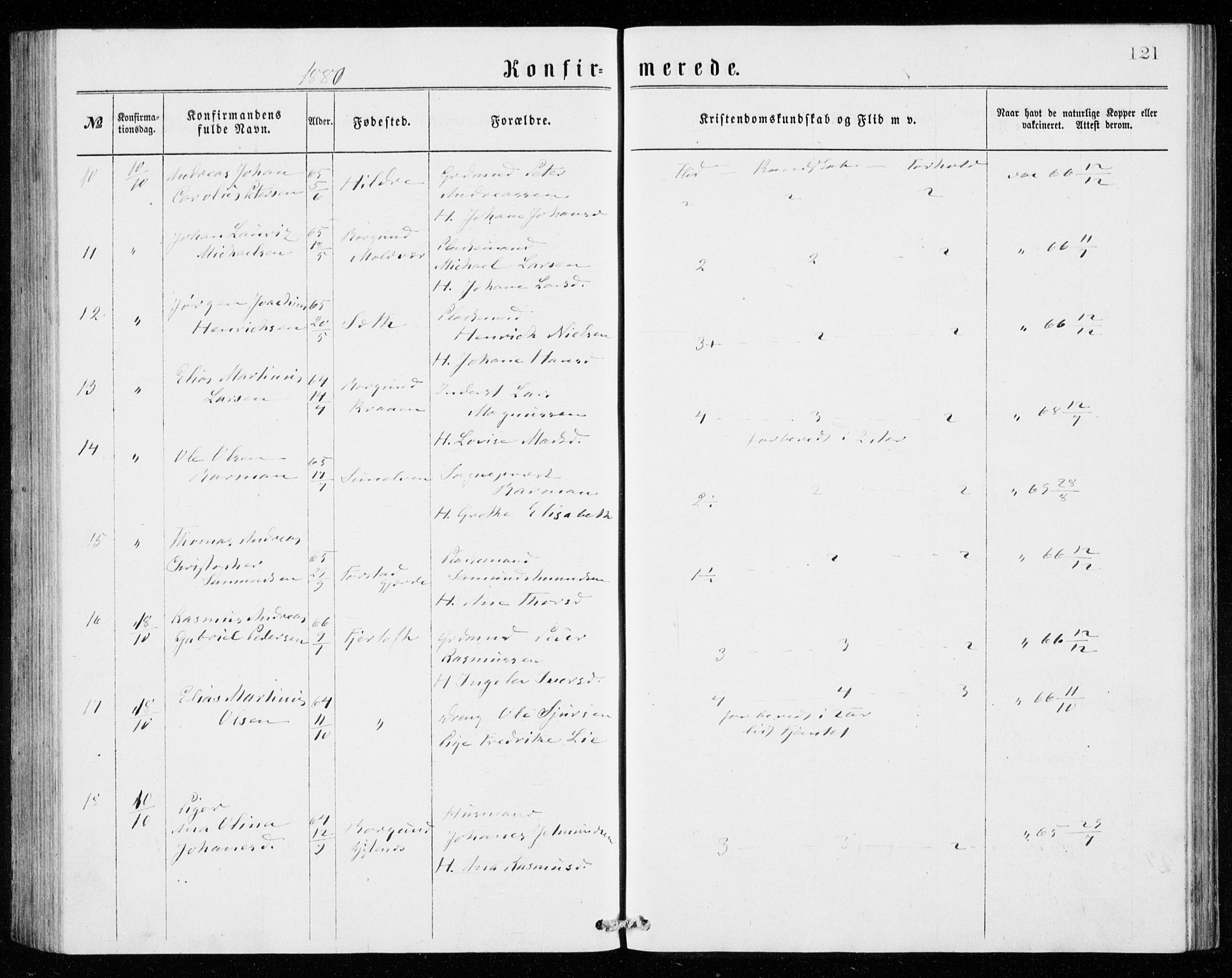 Ministerialprotokoller, klokkerbøker og fødselsregistre - Møre og Romsdal, AV/SAT-A-1454/536/L0509: Parish register (copy) no. 536C04, 1871-1881, p. 121