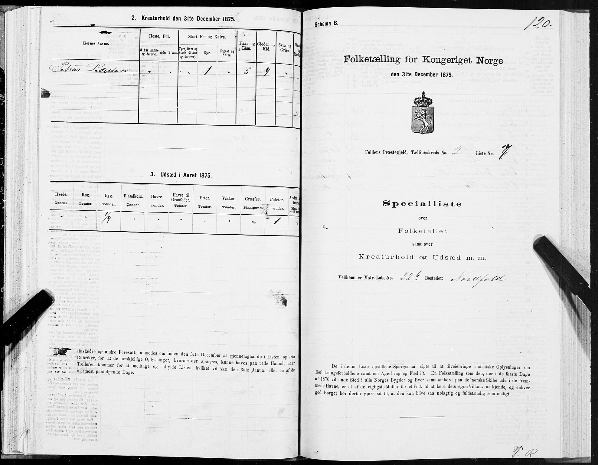SAT, 1875 census for 1845P Folda, 1875, p. 1120