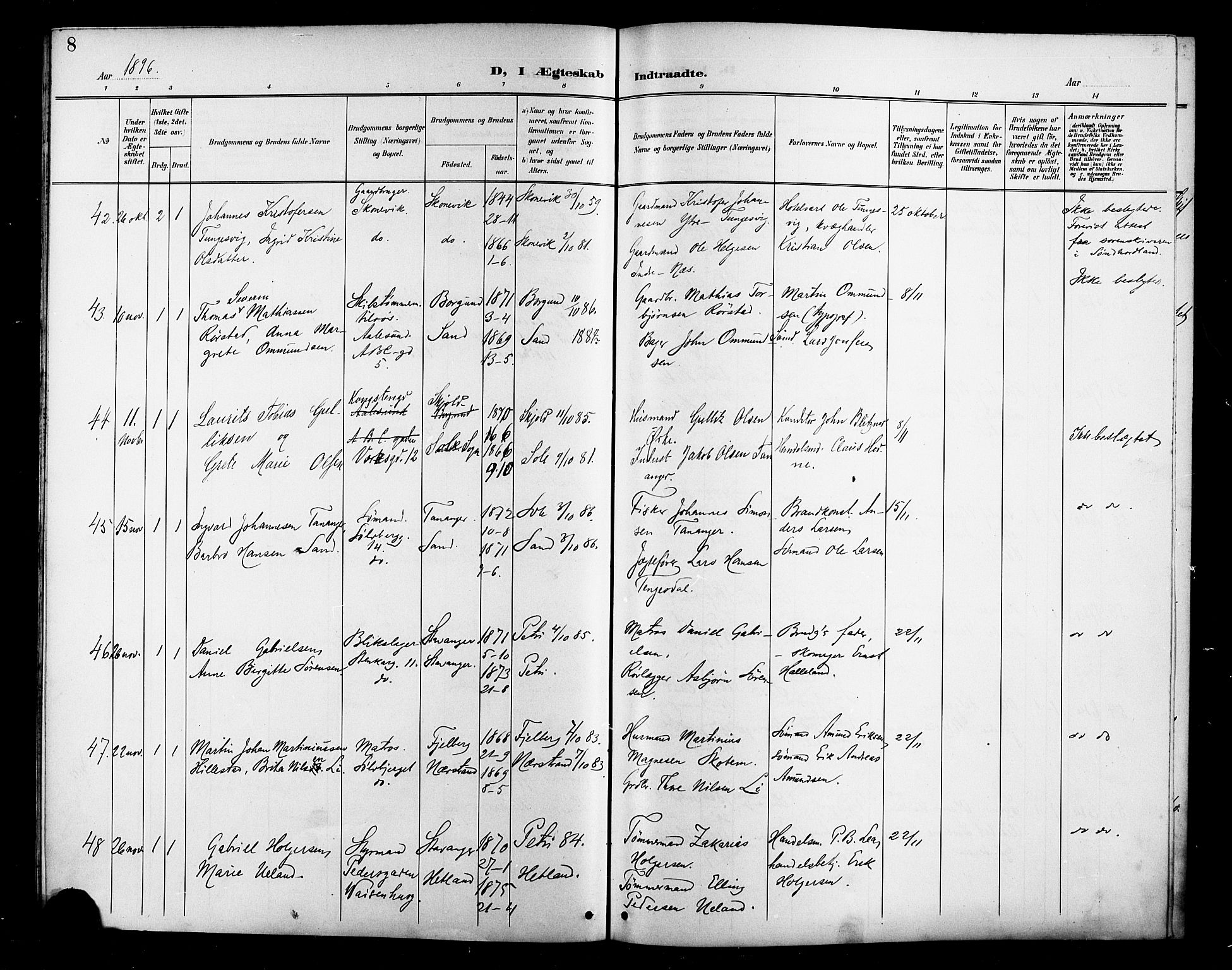 St. Petri sokneprestkontor, AV/SAST-A-101813/001/30/30BB/L0007: Parish register (copy) no. B 7, 1895-1902, p. 8