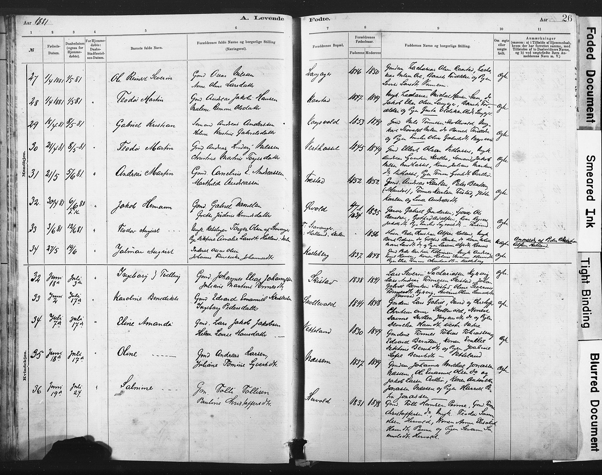 Lista sokneprestkontor, AV/SAK-1111-0027/F/Fa/L0012: Parish register (official) no. A 12, 1879-1903, p. 26