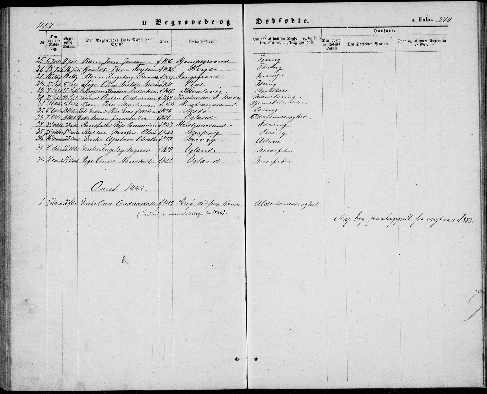 Oddernes sokneprestkontor, AV/SAK-1111-0033/F/Fb/Fba/L0007: Parish register (copy) no. B 7, 1869-1887, p. 240