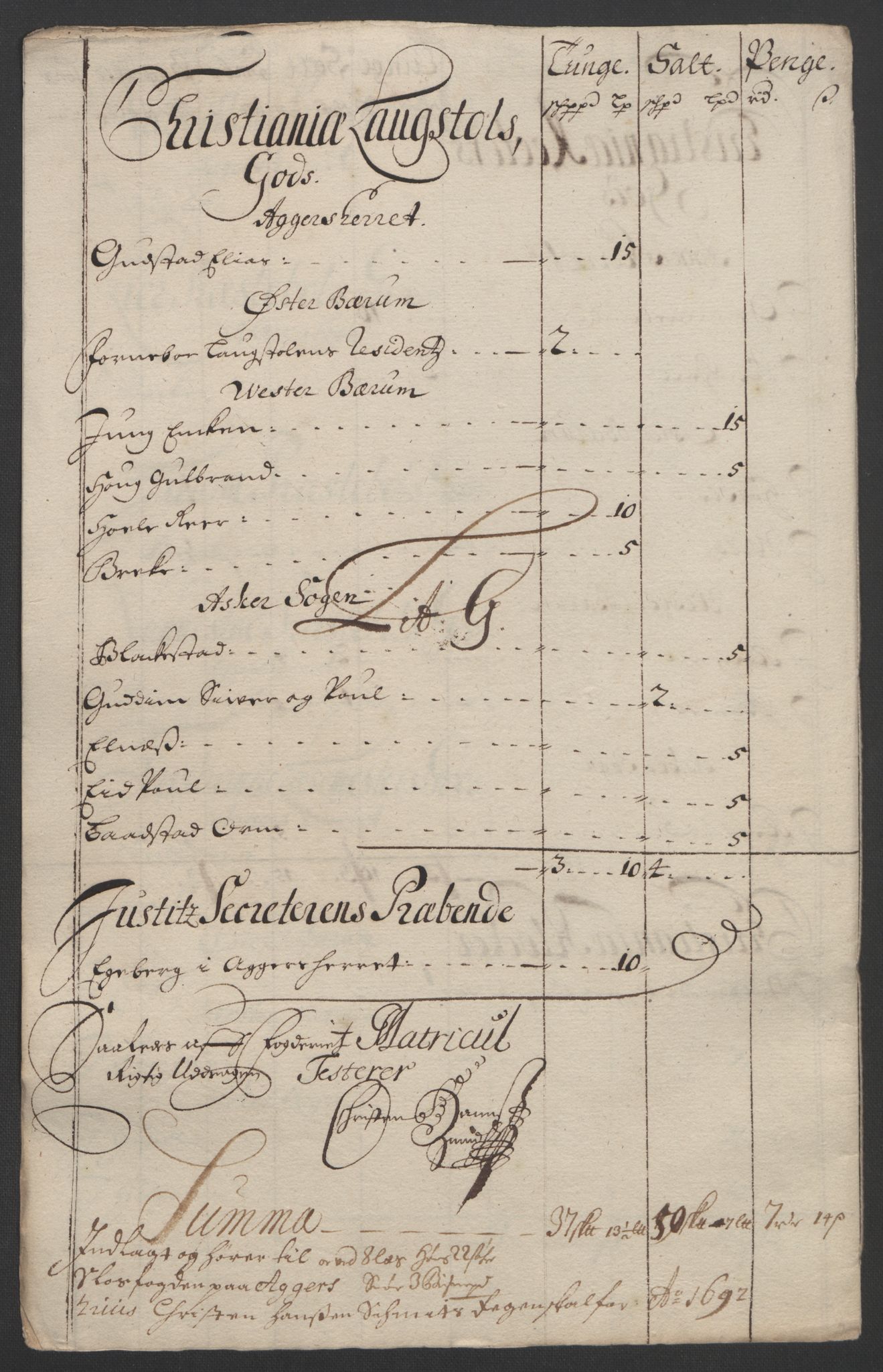 Rentekammeret inntil 1814, Reviderte regnskaper, Fogderegnskap, RA/EA-4092/R08/L0426: Fogderegnskap Aker, 1692-1693, p. 94