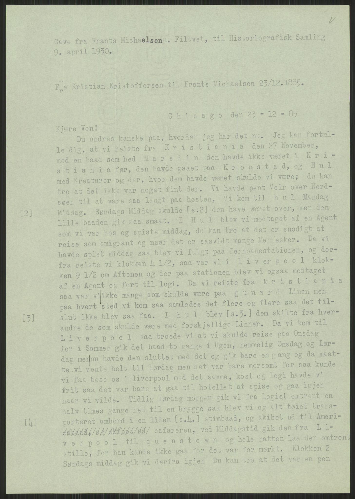 Samlinger til kildeutgivelse, Amerikabrevene, AV/RA-EA-4057/F/L0021: Innlån fra Buskerud: Michalsen - Ål bygdearkiv, 1838-1914, p. 27