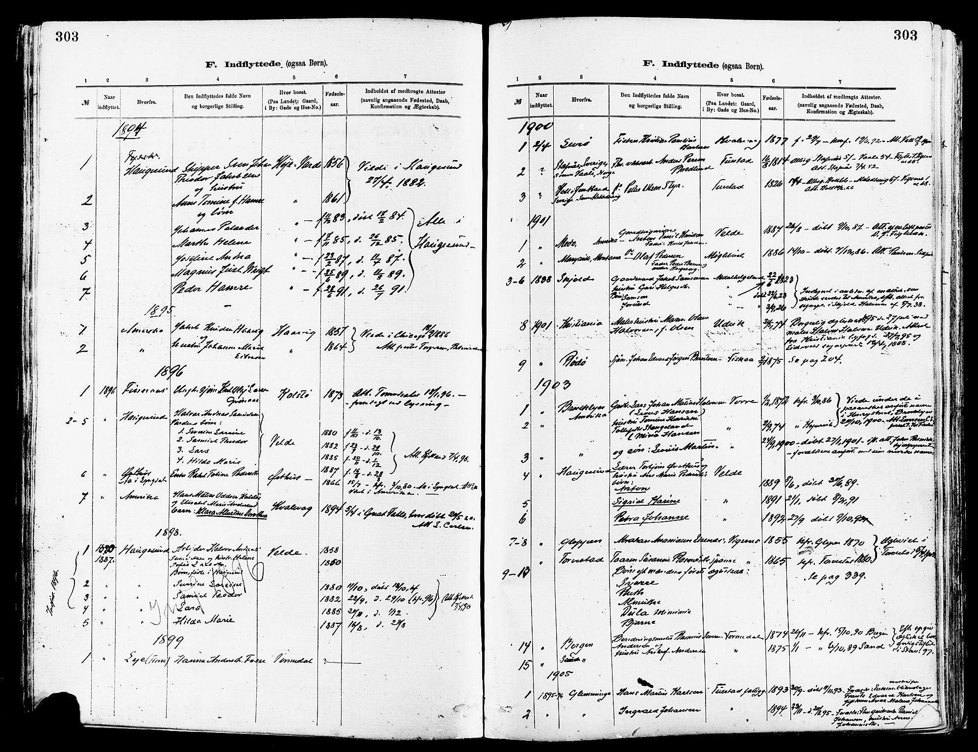 Avaldsnes sokneprestkontor, AV/SAST-A -101851/H/Ha/Haa/L0015: Parish register (official) no. A 15, 1880-1906, p. 303