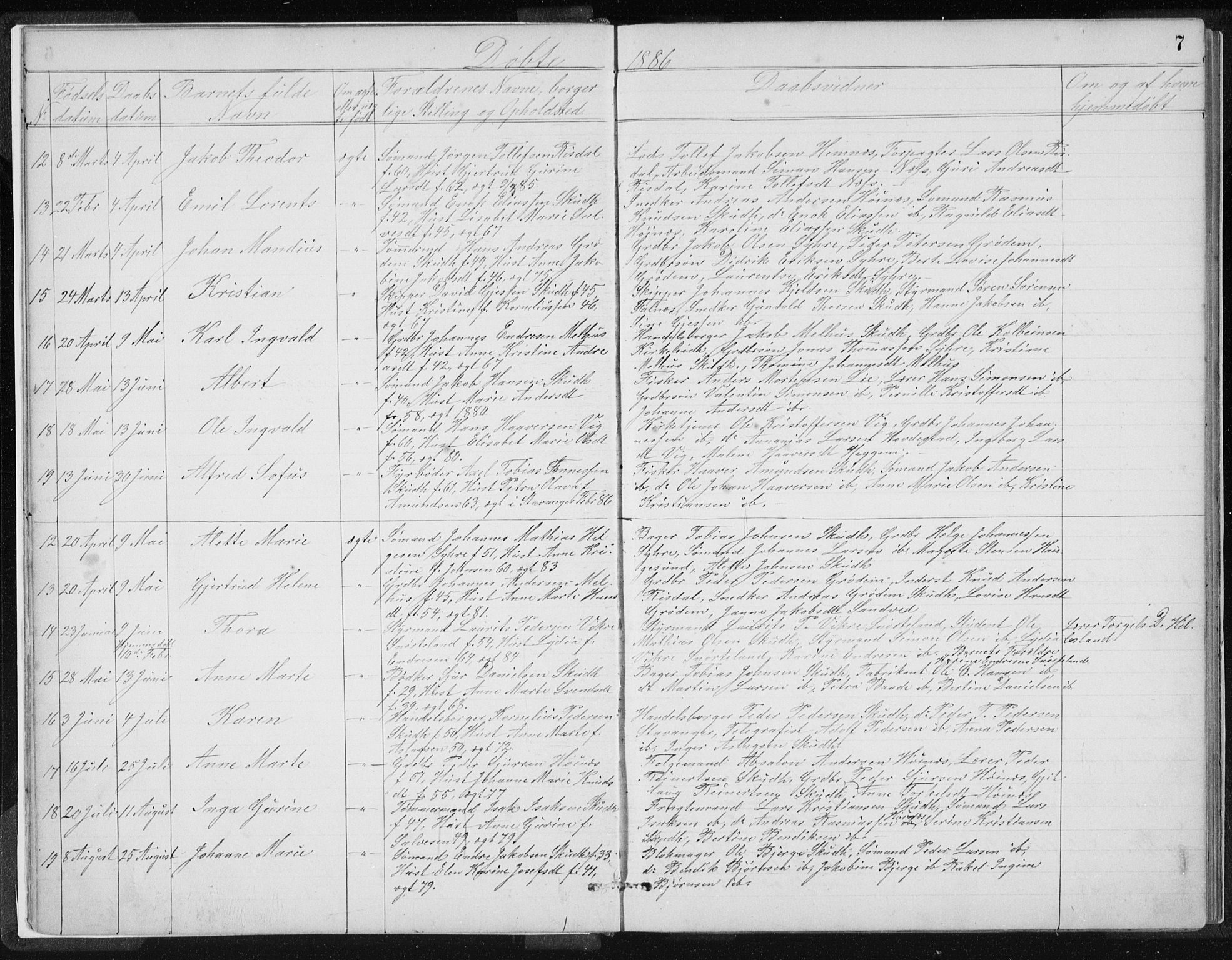 Skudenes sokneprestkontor, SAST/A -101849/H/Ha/Hab/L0007: Parish register (copy) no. B 7, 1885-1899, p. 7