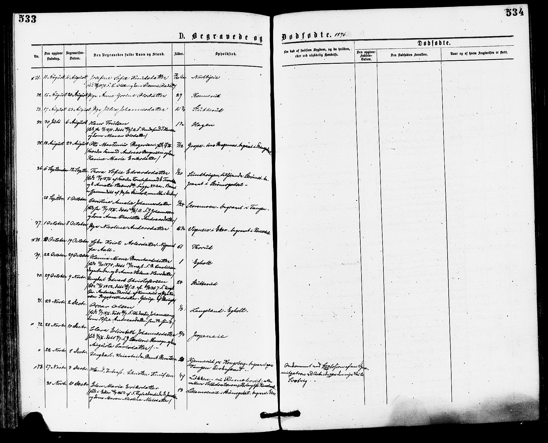 Skoger kirkebøker, AV/SAKO-A-59/F/Fa/L0005: Parish register (official) no. I 5, 1873-1884, p. 533-534