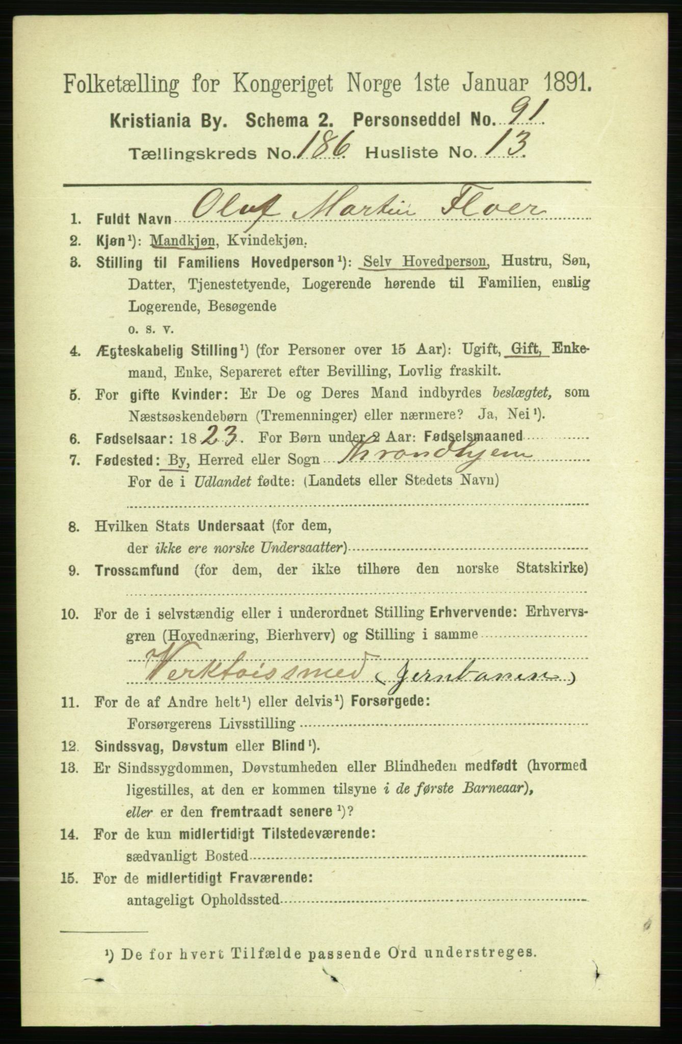RA, 1891 census for 0301 Kristiania, 1891, p. 111872