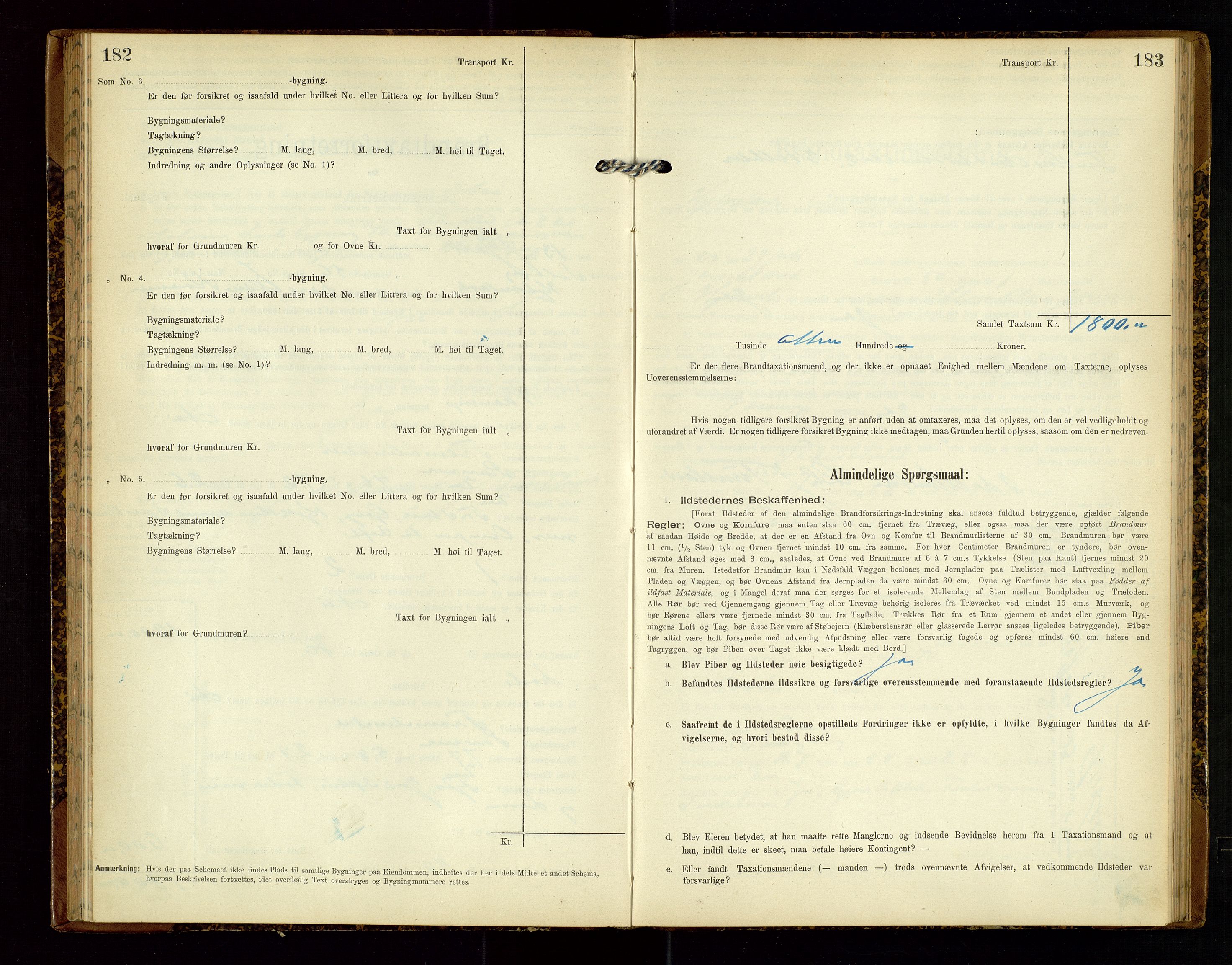 Hjelmeland lensmannskontor, SAST/A-100439/Gob/L0002: "Brandtaxationsprotokol", 1904-1920, p. 182-183