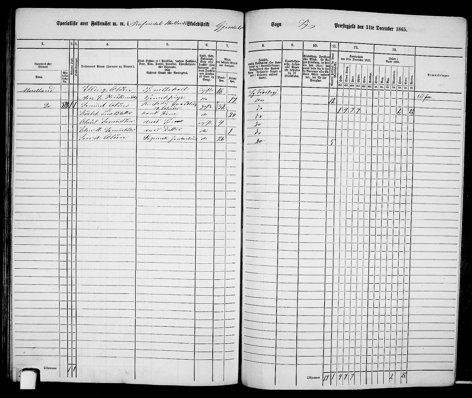 RA, 1865 census for Lye, 1865, p. 148