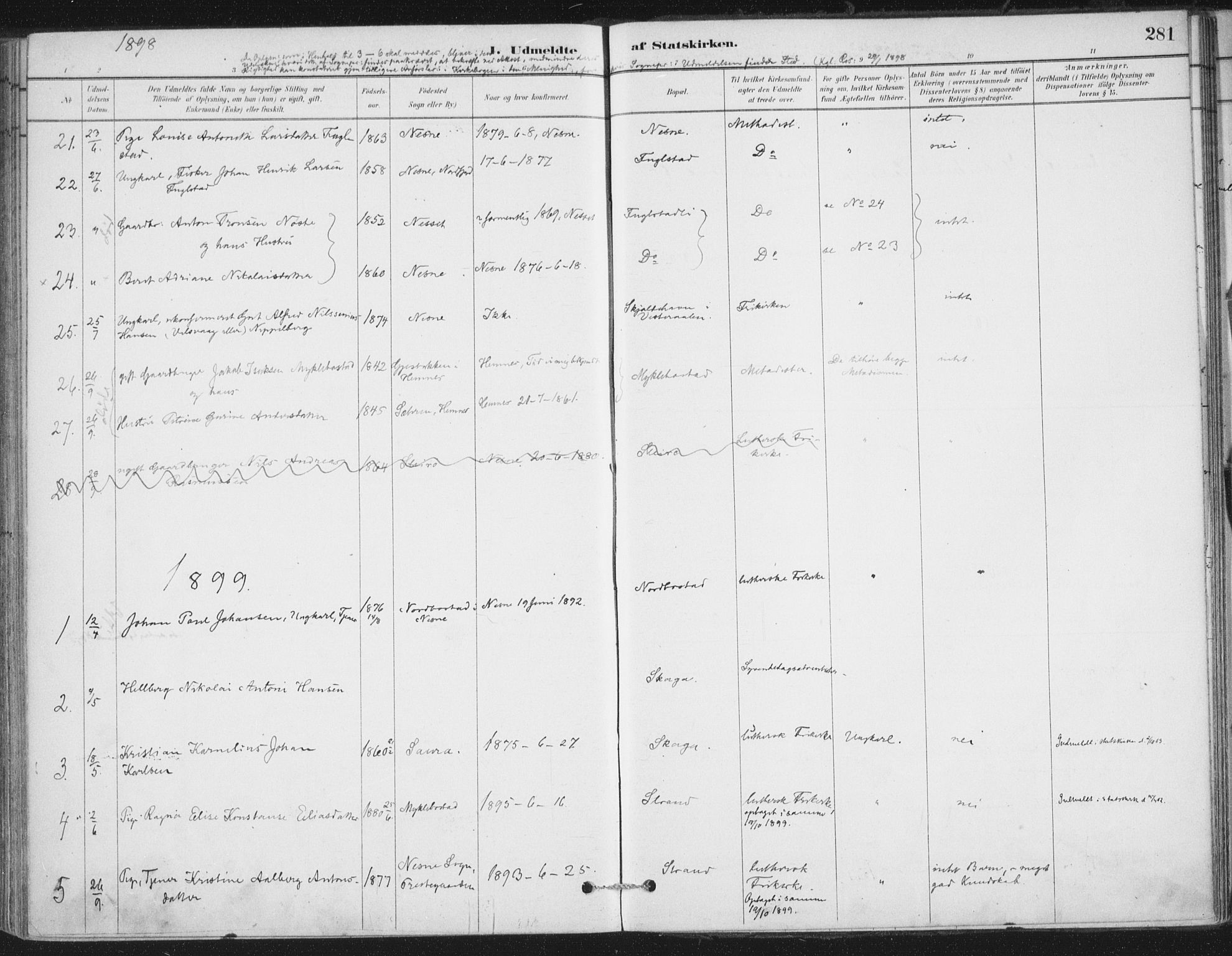 Ministerialprotokoller, klokkerbøker og fødselsregistre - Nordland, AV/SAT-A-1459/838/L0553: Parish register (official) no. 838A11, 1880-1910, p. 281