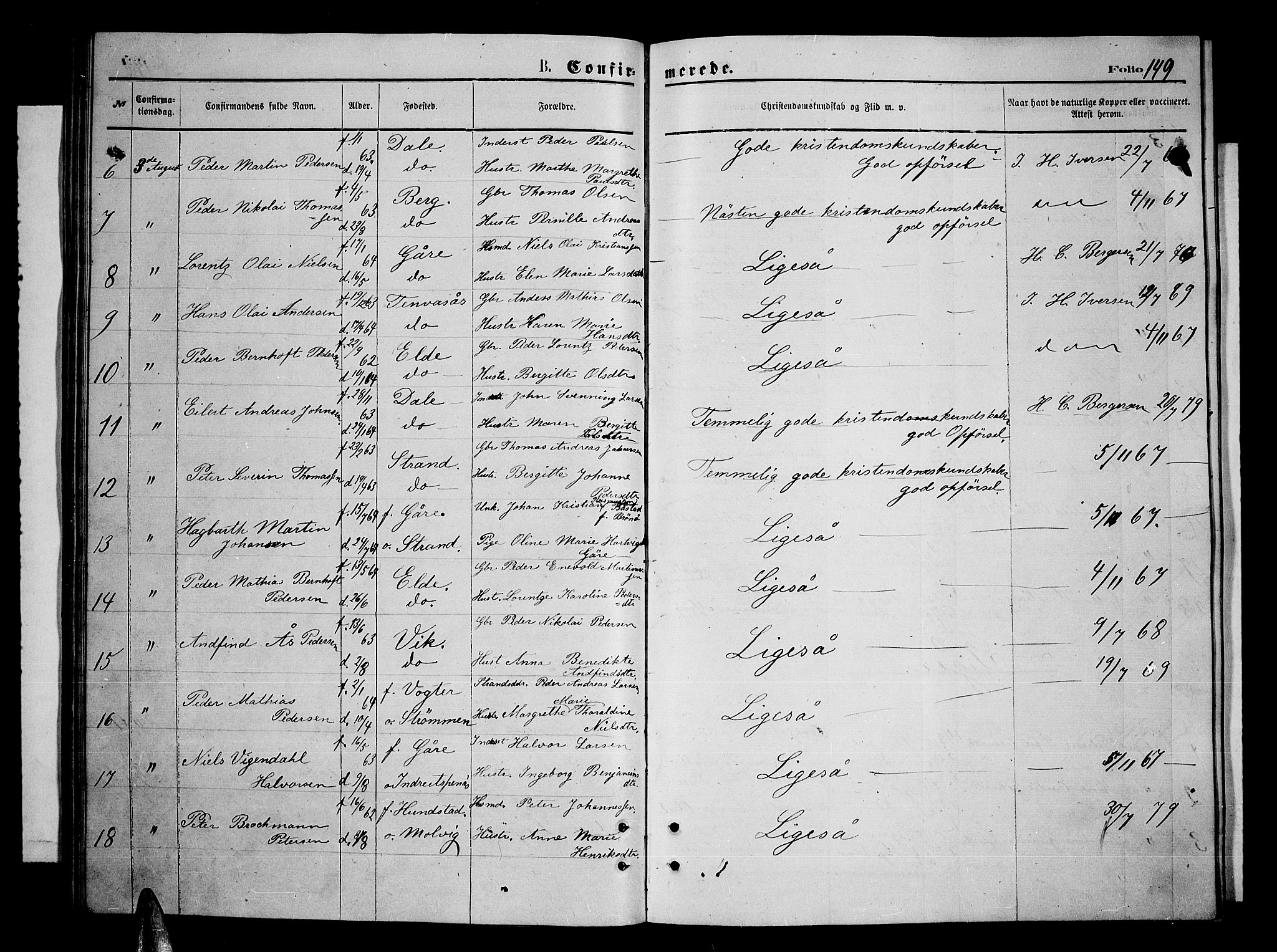 Kvæfjord sokneprestkontor, SATØ/S-1323/G/Ga/Gab/L0004klokker: Parish register (copy) no. 4, 1870-1886, p. 149