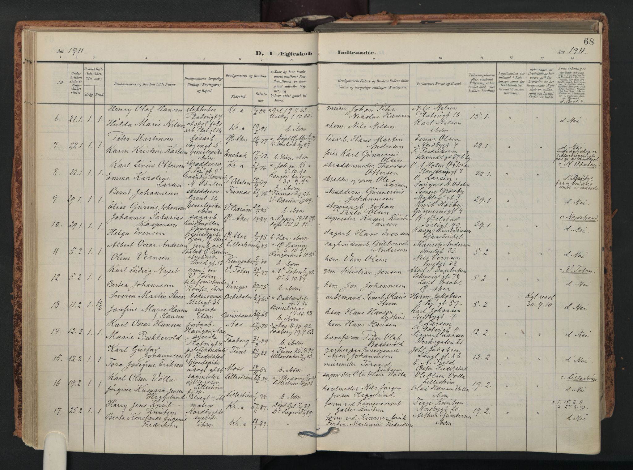 Grønland prestekontor Kirkebøker, SAO/A-10848/F/Fa/L0017: Parish register (official) no. 17, 1906-1934, p. 68