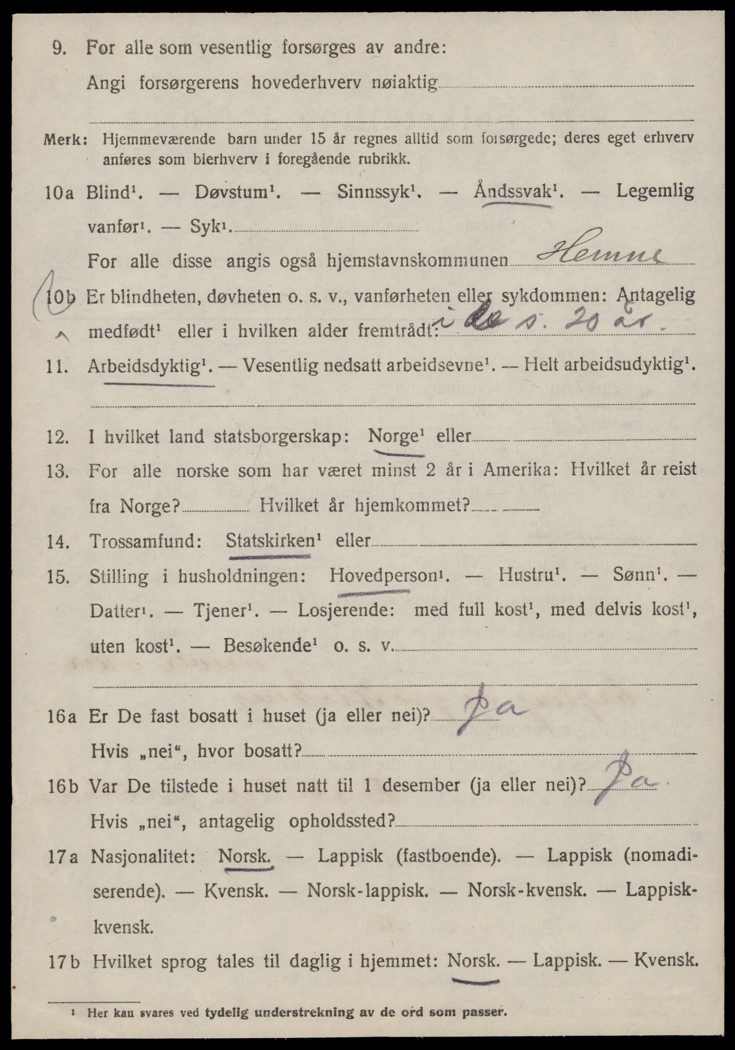 SAT, 1920 census for Hemne, 1920, p. 7929