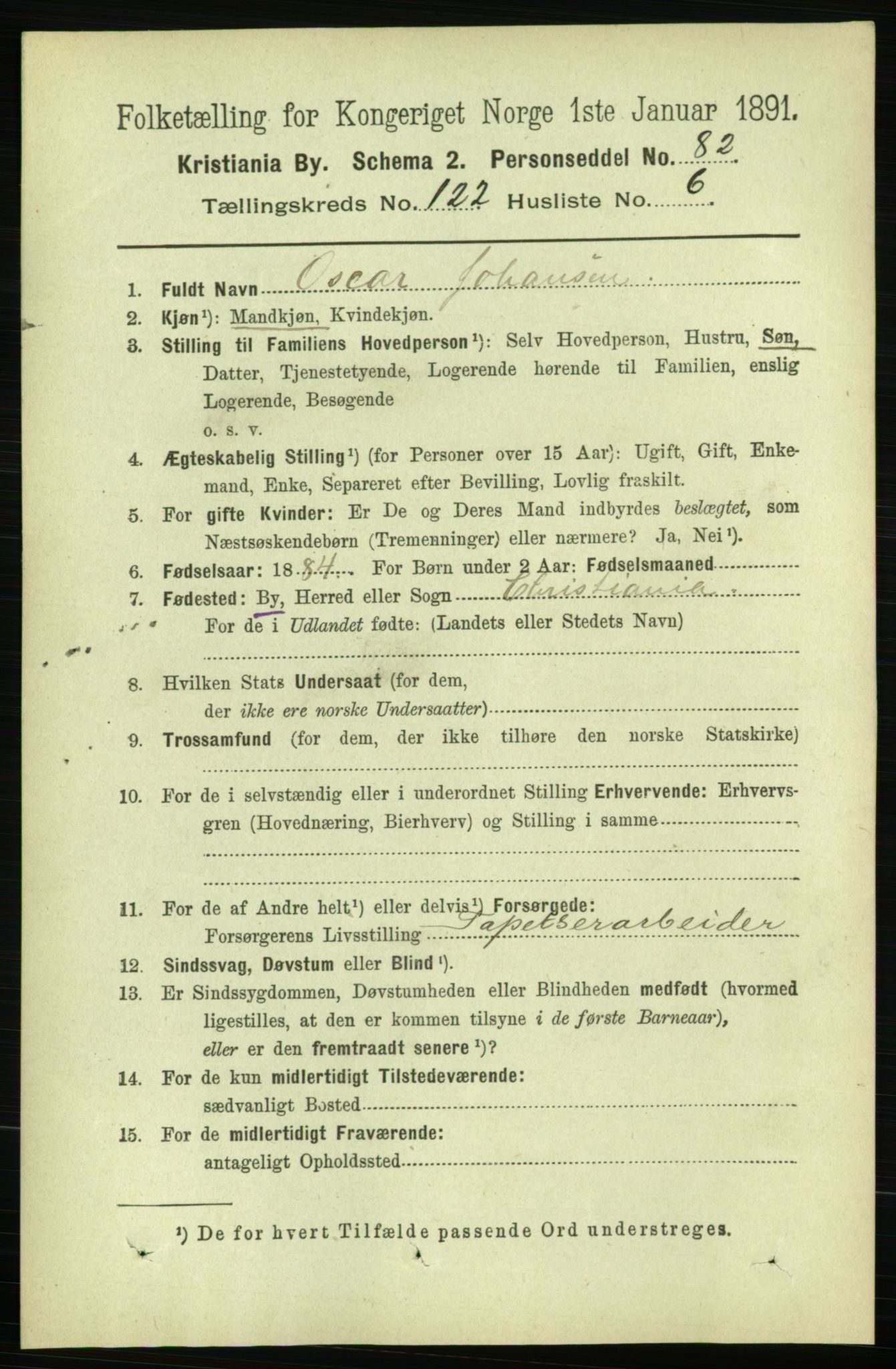 RA, 1891 census for 0301 Kristiania, 1891, p. 64865