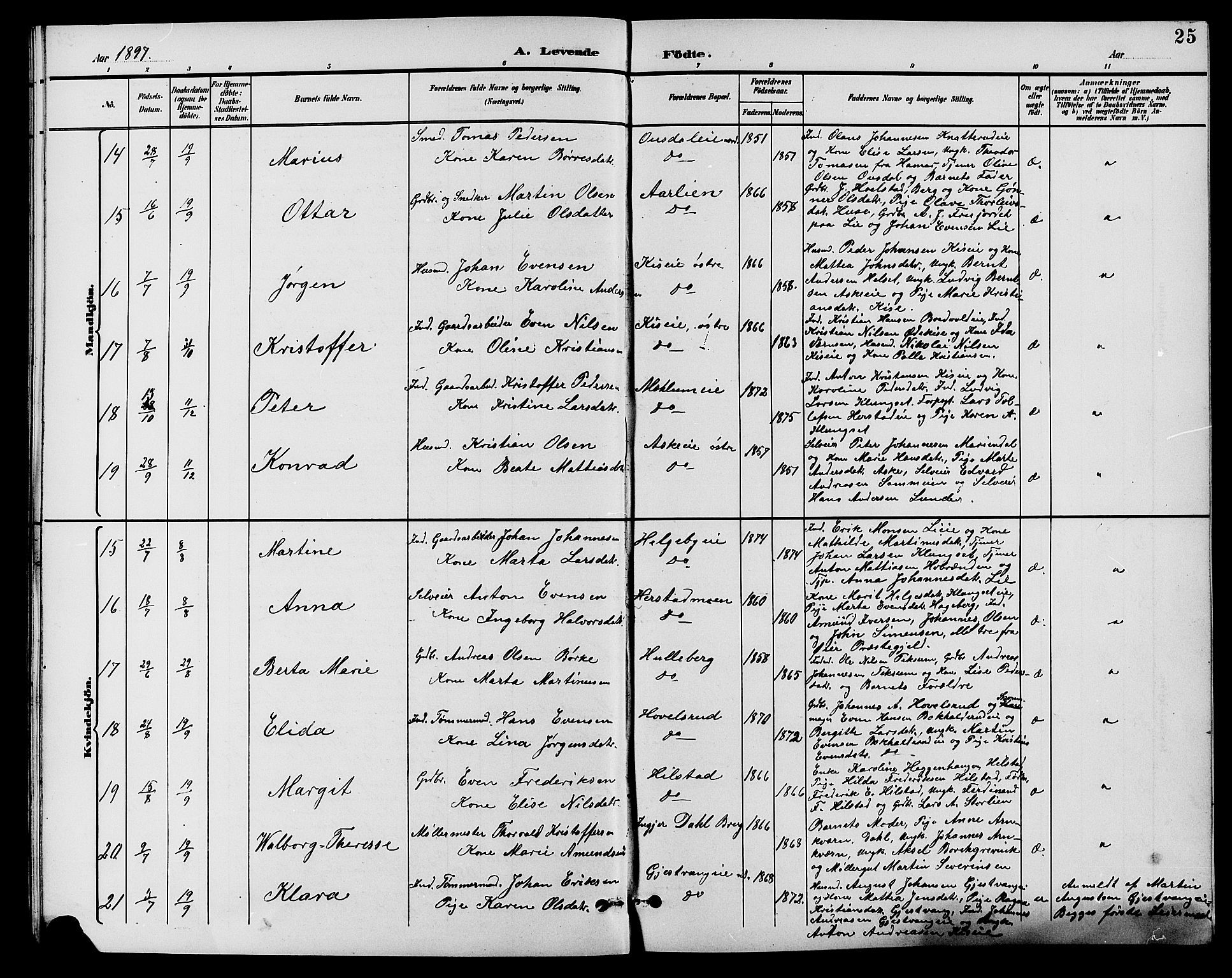 Nes prestekontor, Hedmark, AV/SAH-PREST-020/L/La/L0007: Parish register (copy) no. 7, 1892-1912, p. 25