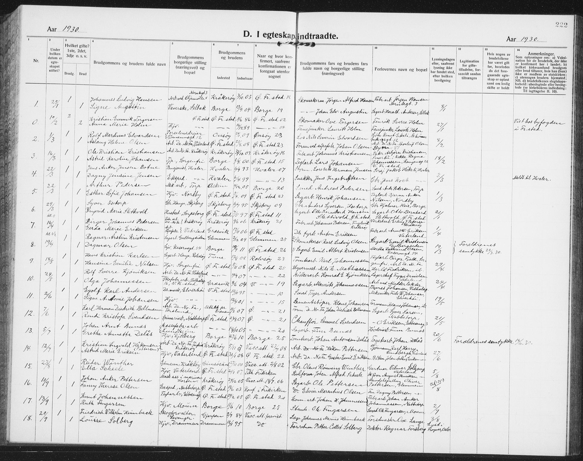 Østre Fredrikstad prestekontor Kirkebøker, AV/SAO-A-10907/G/Ga/L0003: Parish register (copy) no. 3, 1920-1940, p. 222