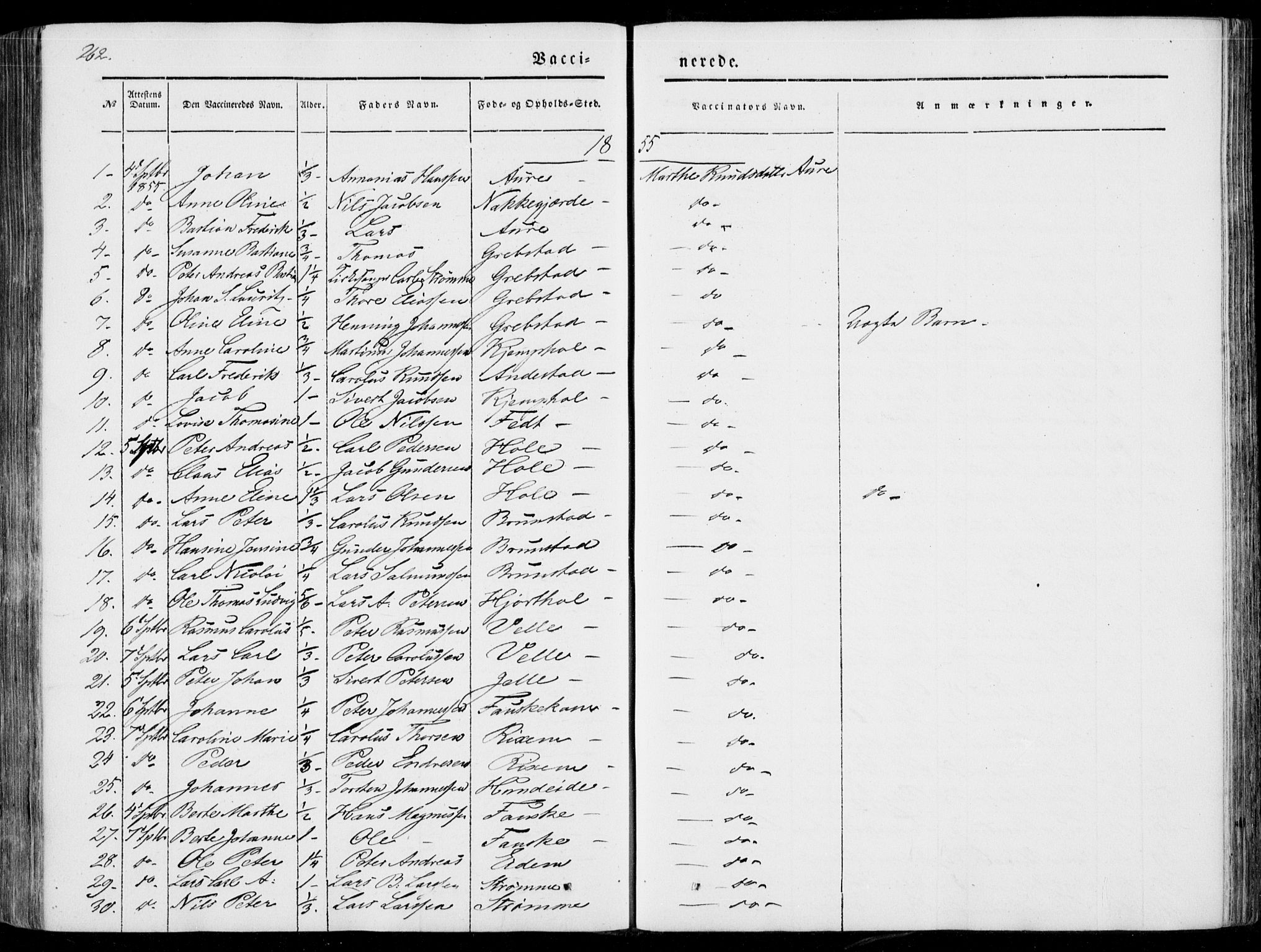 Ministerialprotokoller, klokkerbøker og fødselsregistre - Møre og Romsdal, SAT/A-1454/522/L0313: Parish register (official) no. 522A08, 1852-1862, p. 262