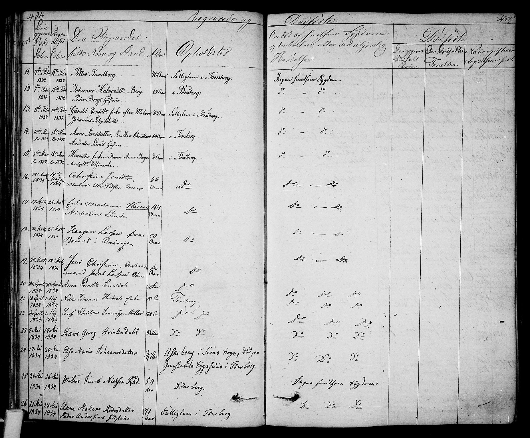 Tønsberg kirkebøker, AV/SAKO-A-330/F/Fa/L0005: Parish register (official) no. I 5, 1827-1836, p. 484-485