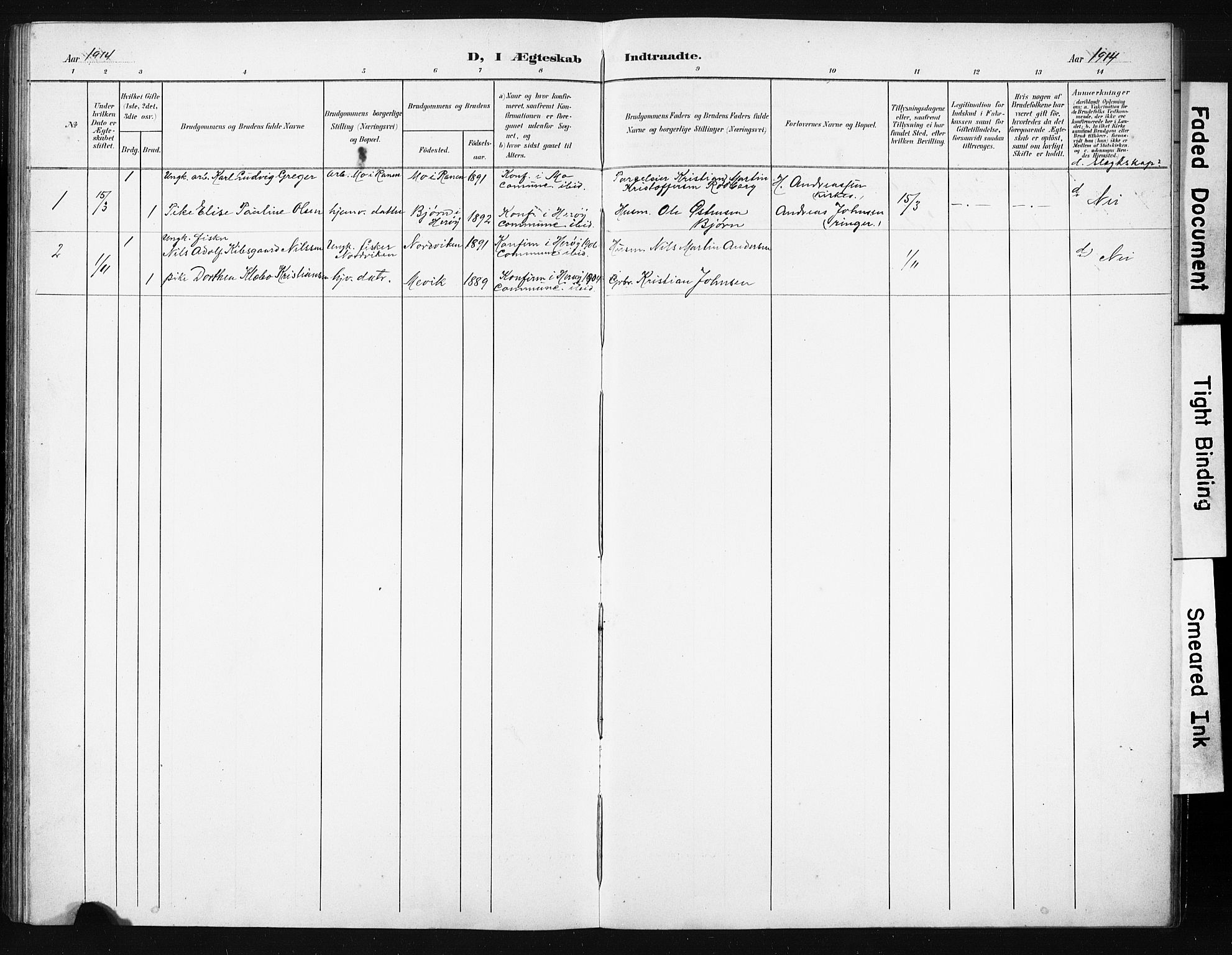 Ministerialprotokoller, klokkerbøker og fødselsregistre - Nordland, AV/SAT-A-1459/836/L0538: Parish register (copy) no. 836C02, 1901-1917