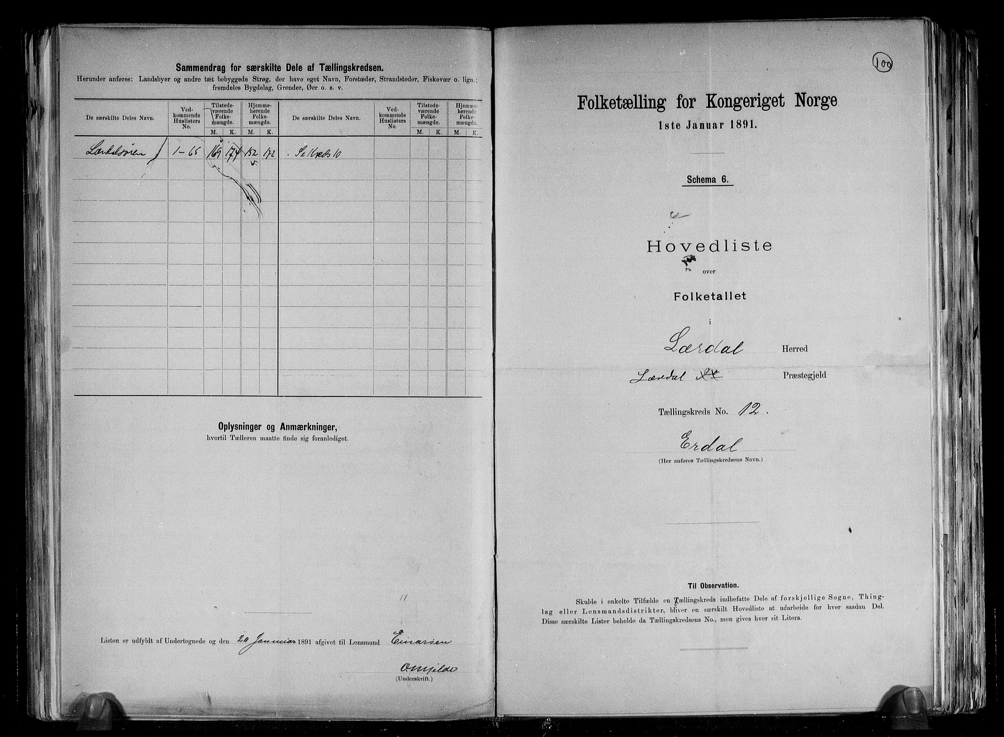 RA, 1891 census for 1422 Lærdal, 1891, p. 18