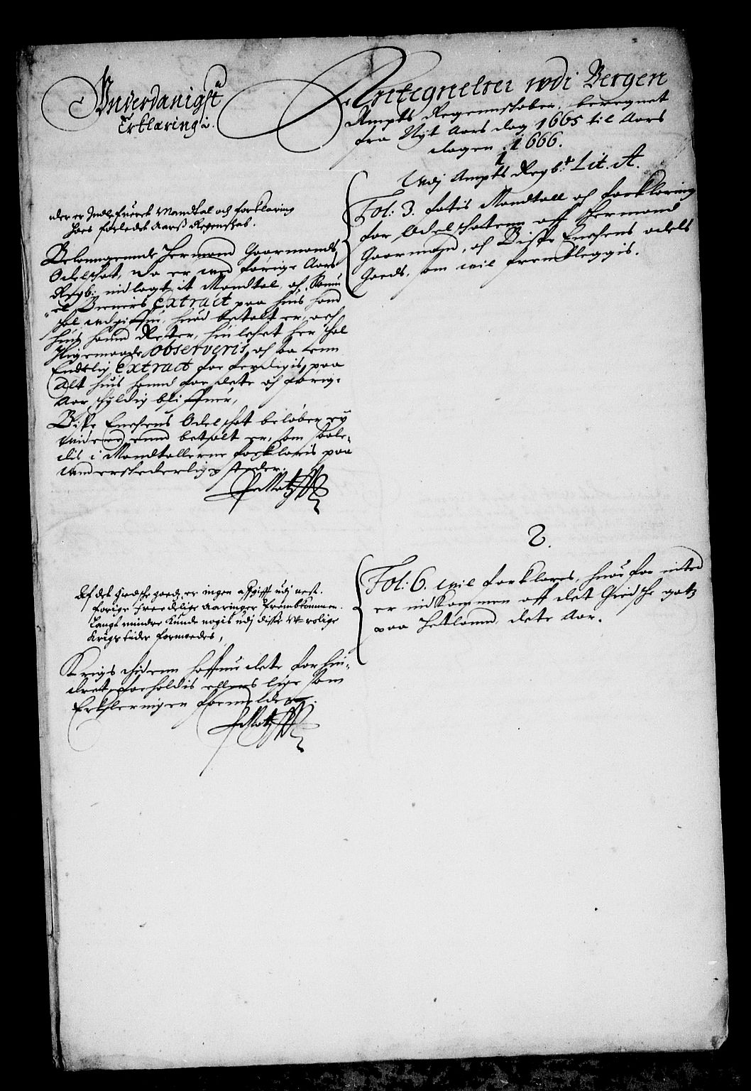 Rentekammeret inntil 1814, Reviderte regnskaper, Stiftamtstueregnskaper, Bergen stiftamt, AV/RA-EA-6043/R/Rc/L0019: Bergen stiftamt, 1665-1666