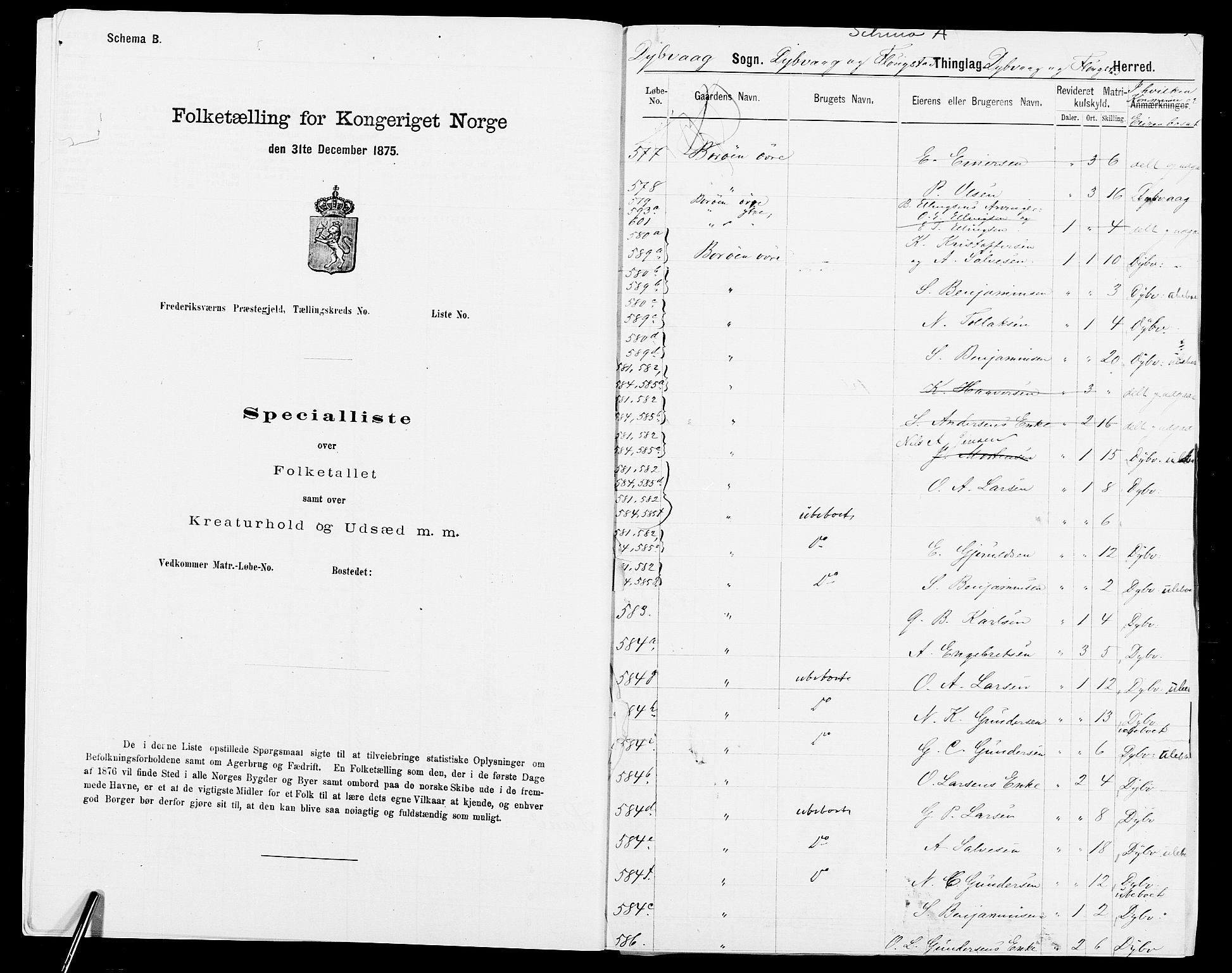 SAK, 1875 census for 0915P Dypvåg, 1875, p. 7