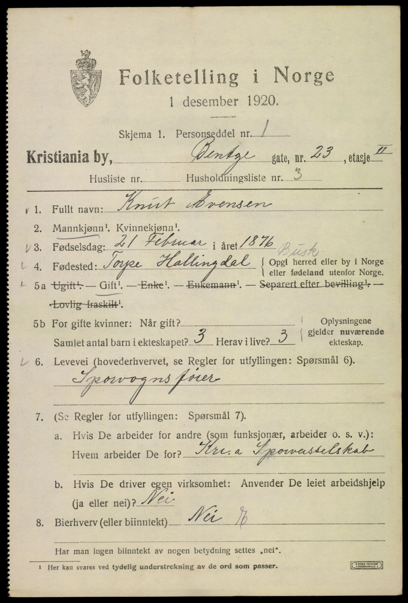 SAO, 1920 census for Kristiania, 1920, p. 152003