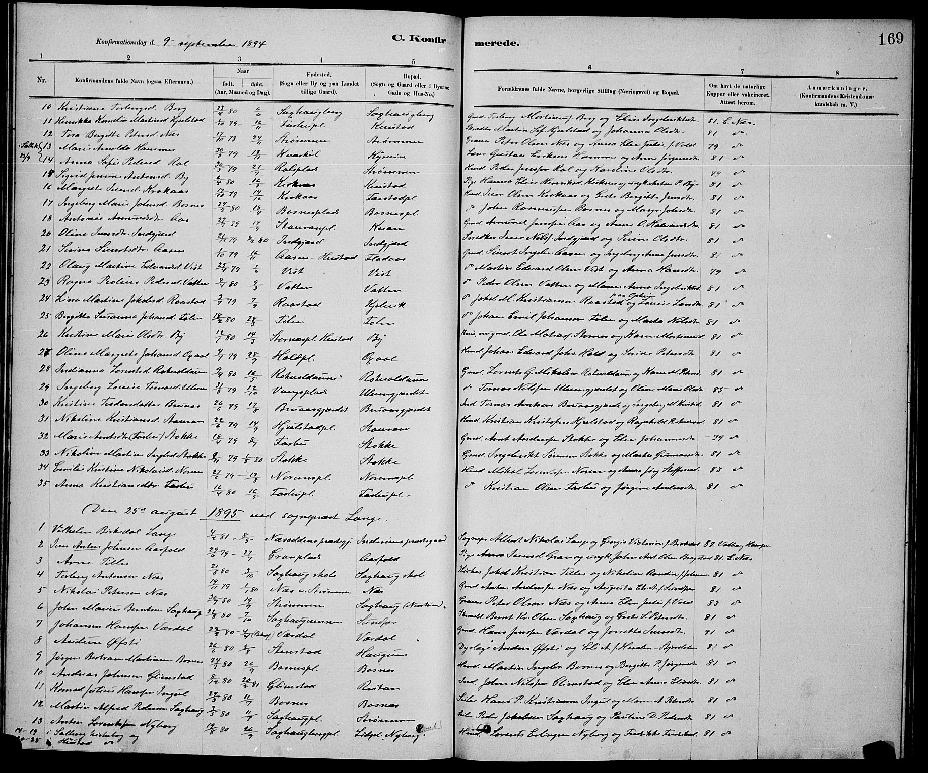 Ministerialprotokoller, klokkerbøker og fødselsregistre - Nord-Trøndelag, SAT/A-1458/730/L0301: Parish register (copy) no. 730C04, 1880-1897, p. 169