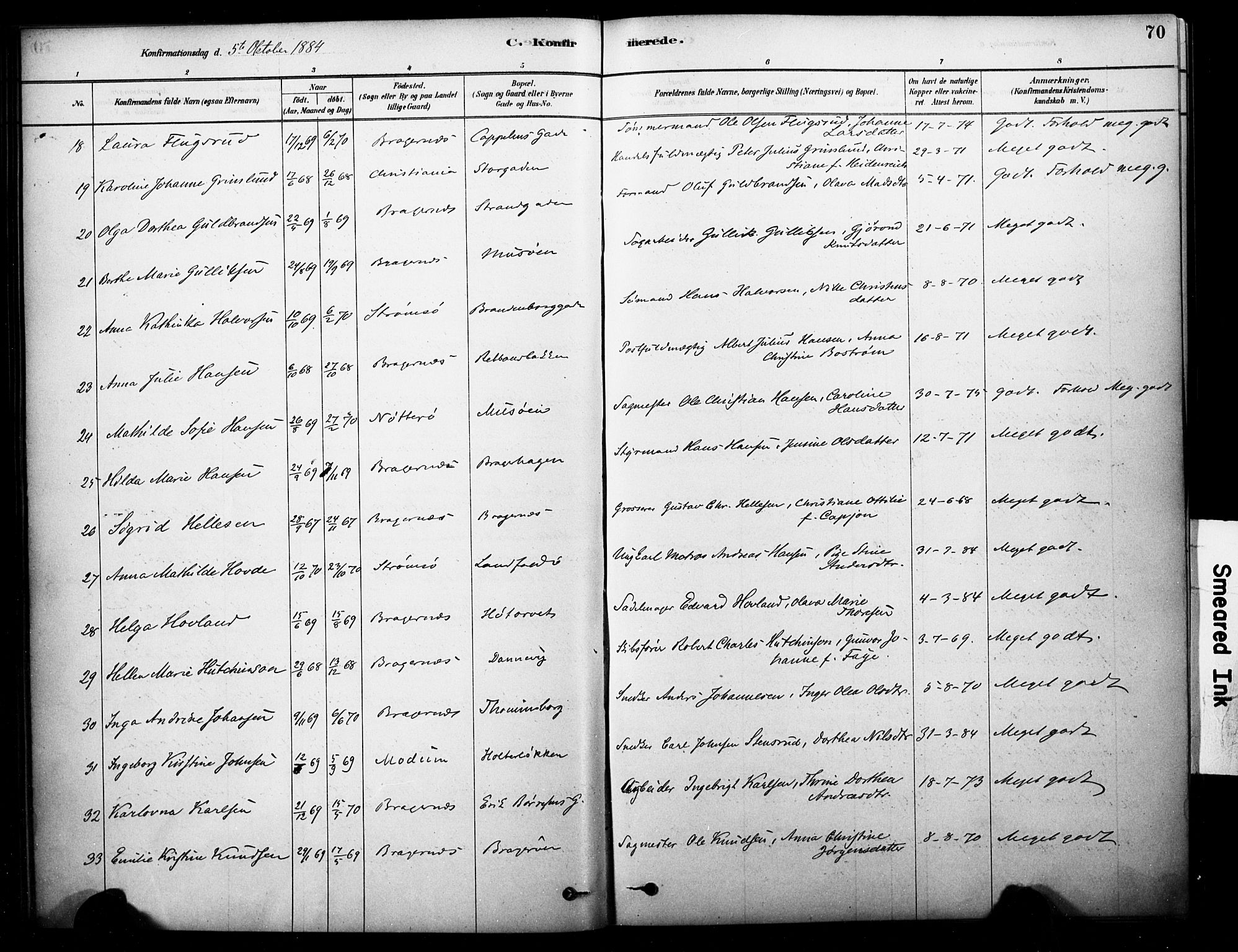 Bragernes kirkebøker, AV/SAKO-A-6/F/Fc/L0005: Parish register (official) no. III 5, 1878-1890, p. 70