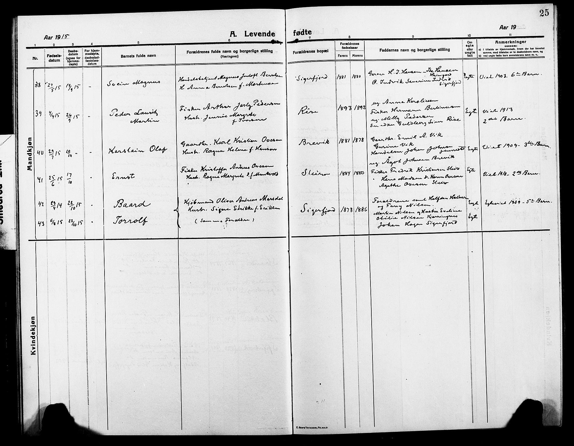 Ministerialprotokoller, klokkerbøker og fødselsregistre - Nordland, AV/SAT-A-1459/895/L1383: Parish register (copy) no. 895C05, 1913-1922, p. 25