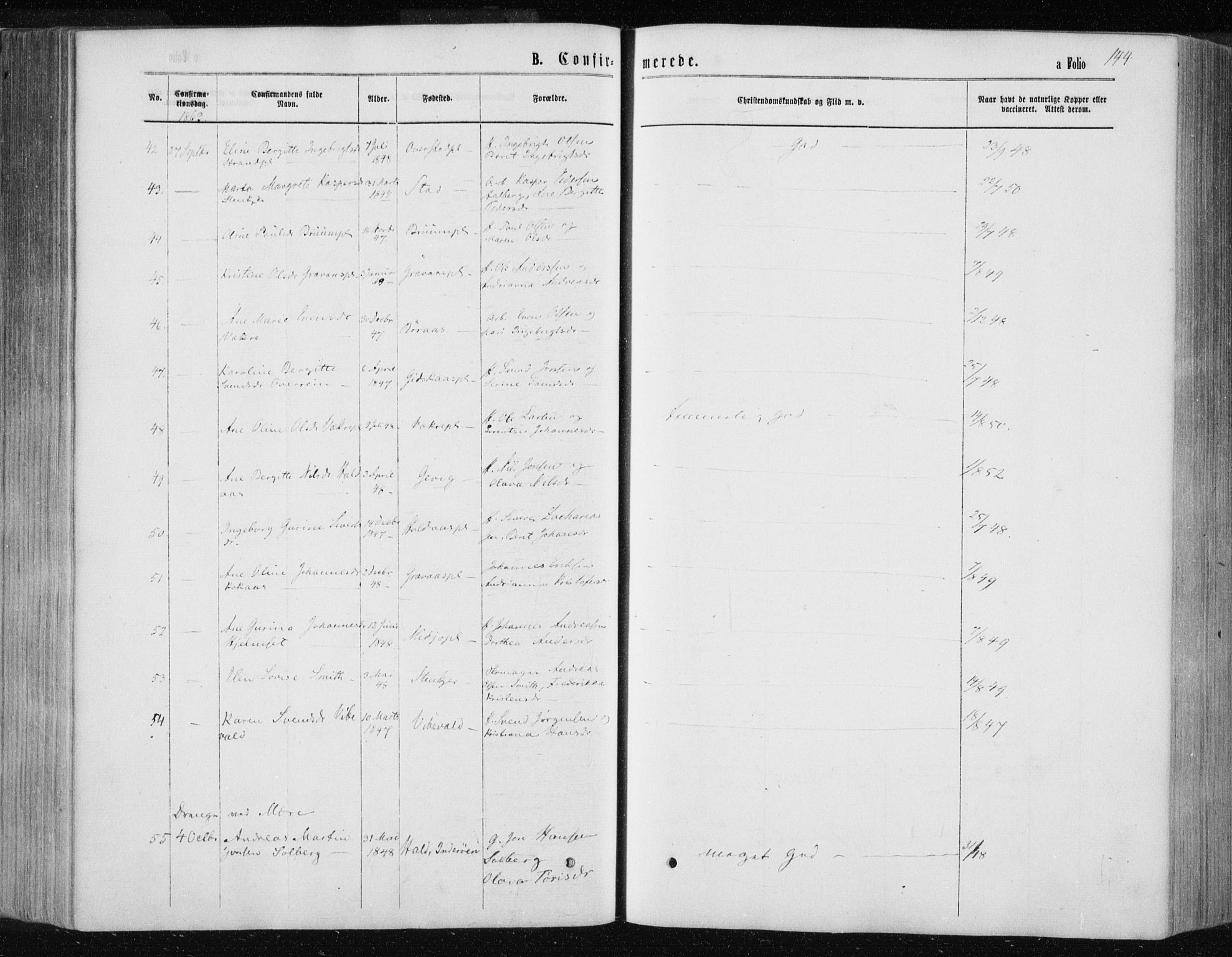 Ministerialprotokoller, klokkerbøker og fødselsregistre - Nord-Trøndelag, AV/SAT-A-1458/735/L0345: Parish register (official) no. 735A08 /1, 1863-1872, p. 144