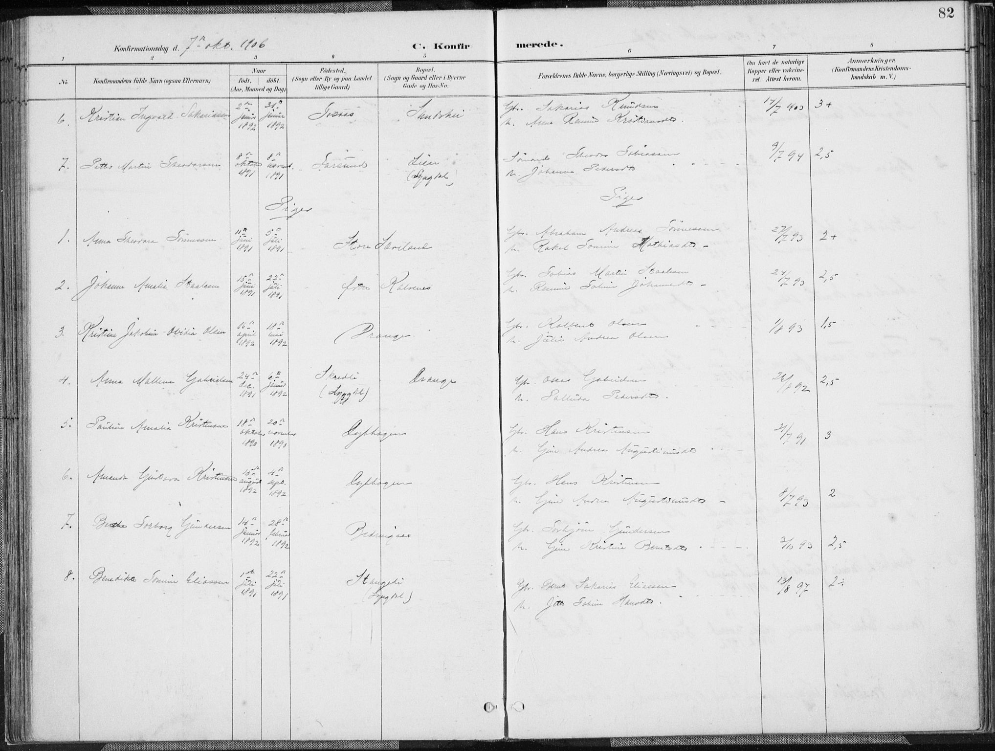 Herad sokneprestkontor, AV/SAK-1111-0018/F/Fa/Faa/L0006: Parish register (official) no. A 6, 1887-1907, p. 82